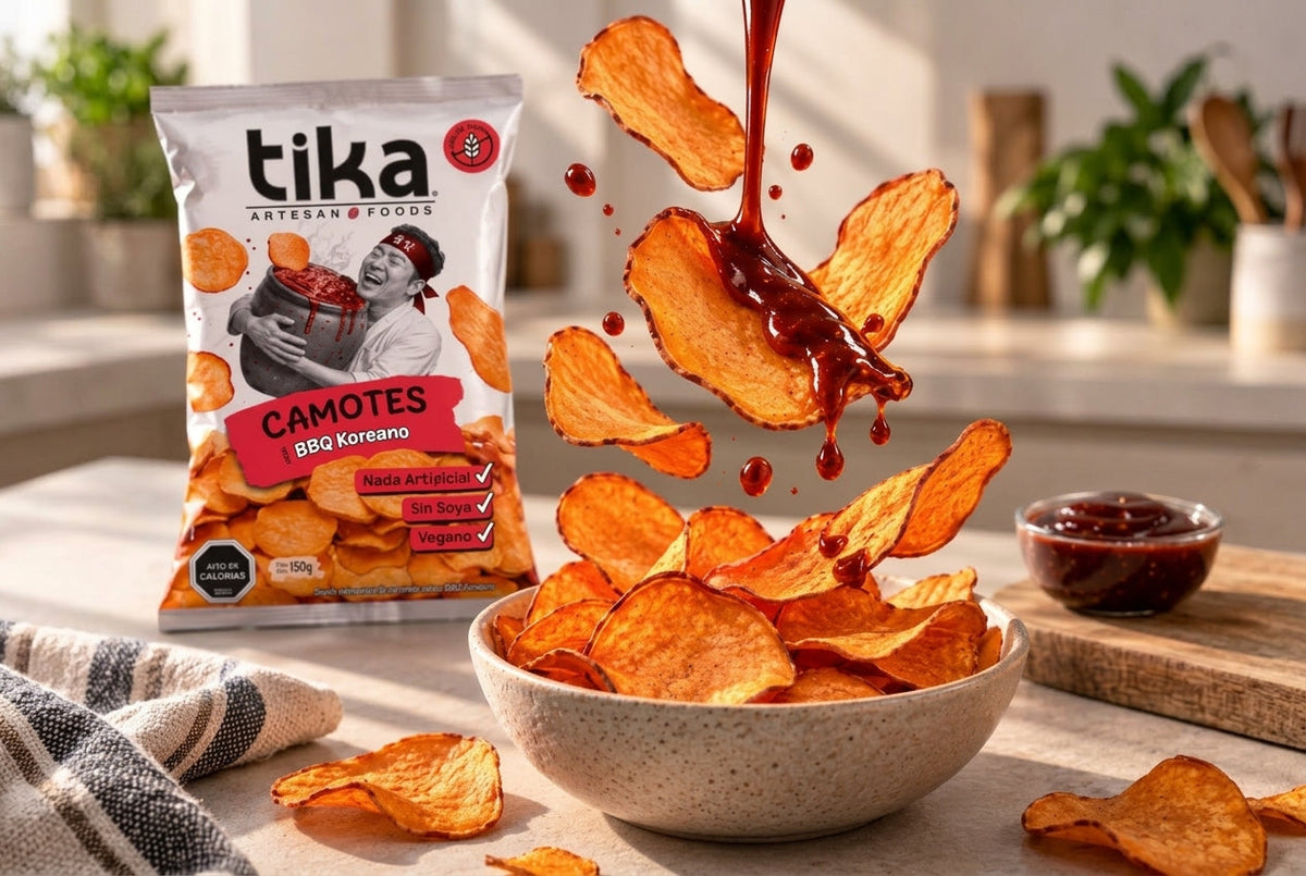 Tika Camotes BBQ Koreano x 1 envase (150g) - Nada Artificial, Sin Soya, Vegano | Tika Chile