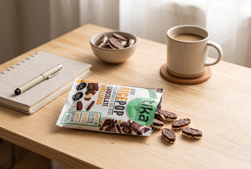 Tika Mini Ricepop Chocolate Avellanas x 1 envase (1 unidad) - Libre de Gluten, Vegano, Totalmente Natural | Tika Chile