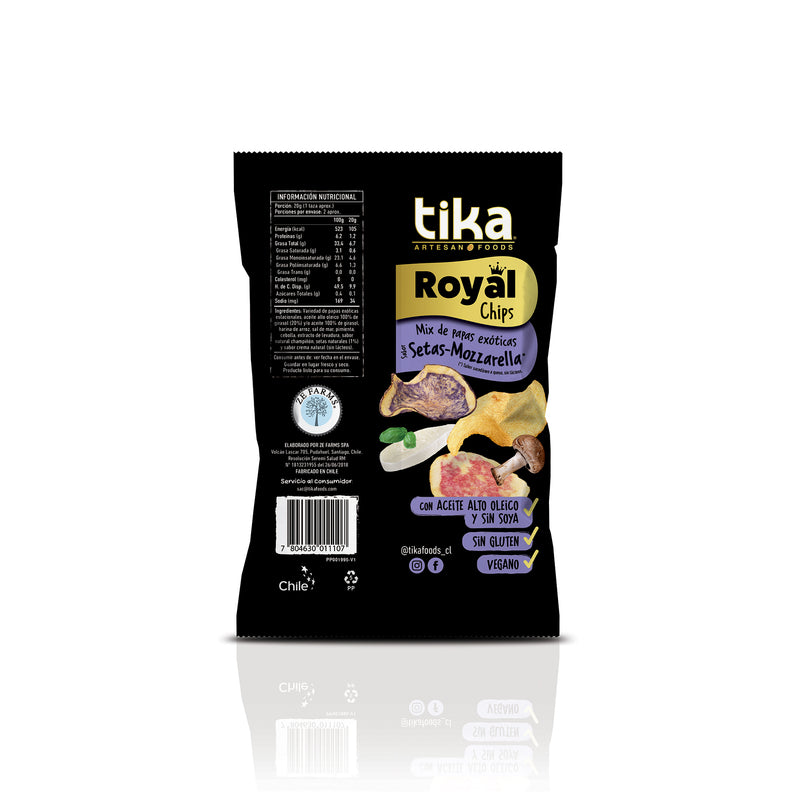 25% DCTO - Caja 48 Tika Royal Chips Setas & Mozzarella 35g