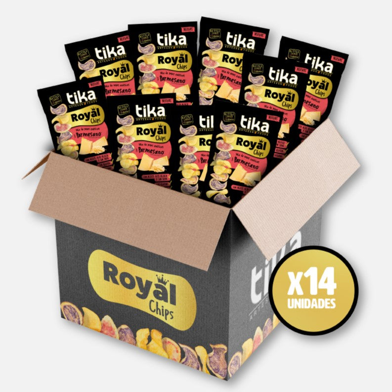 Tika Royal Chips Parmesano 150g (14 unidades) – Snack Gourmet Vegano y Sin Gluten - 30% OFF