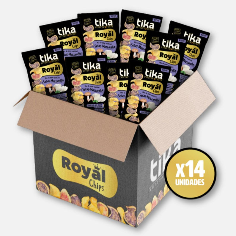 Tika Royal Chips Setas-Mozzarella 150g (14 unidades) – Snack Gourmet Vegano y Sin Gluten - 30% OFF