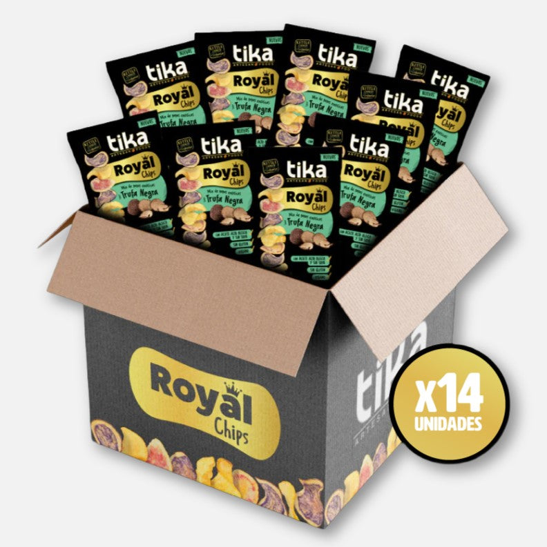 30% DCTO - Caja 14 Tika Royal Chips Trufa Negra (sin gluten, veganas)