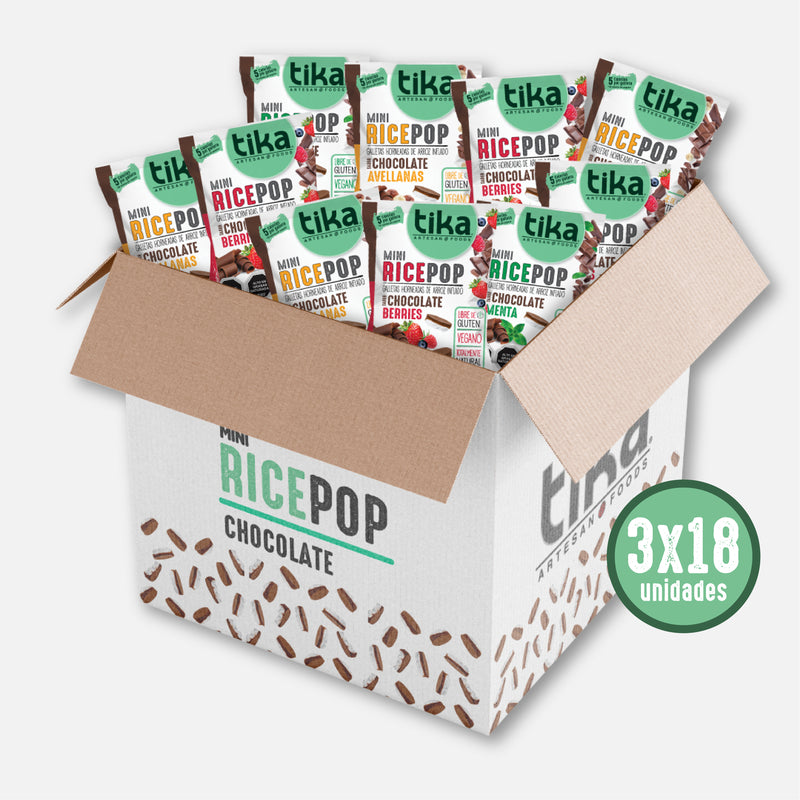 15% DCTO - Pack 54 Tika Mini Rice Pop Chocolate