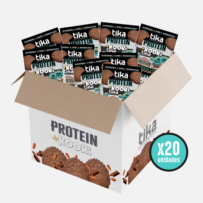 30% DCTO - Caja x60 Tika Kooki Protein Galletones Chocolate & Nuts (Sin azúcar añadida, vegano, sin gluten, sin preservantes, sin sellos)