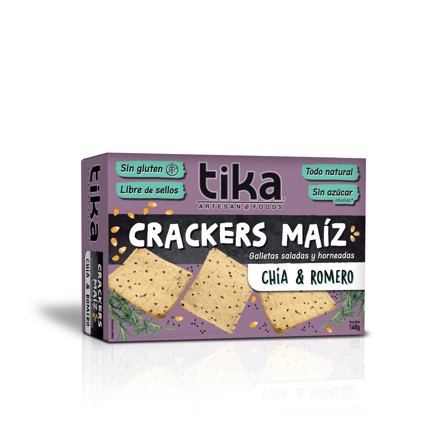 Tika Crackers Chía & Romero 140g