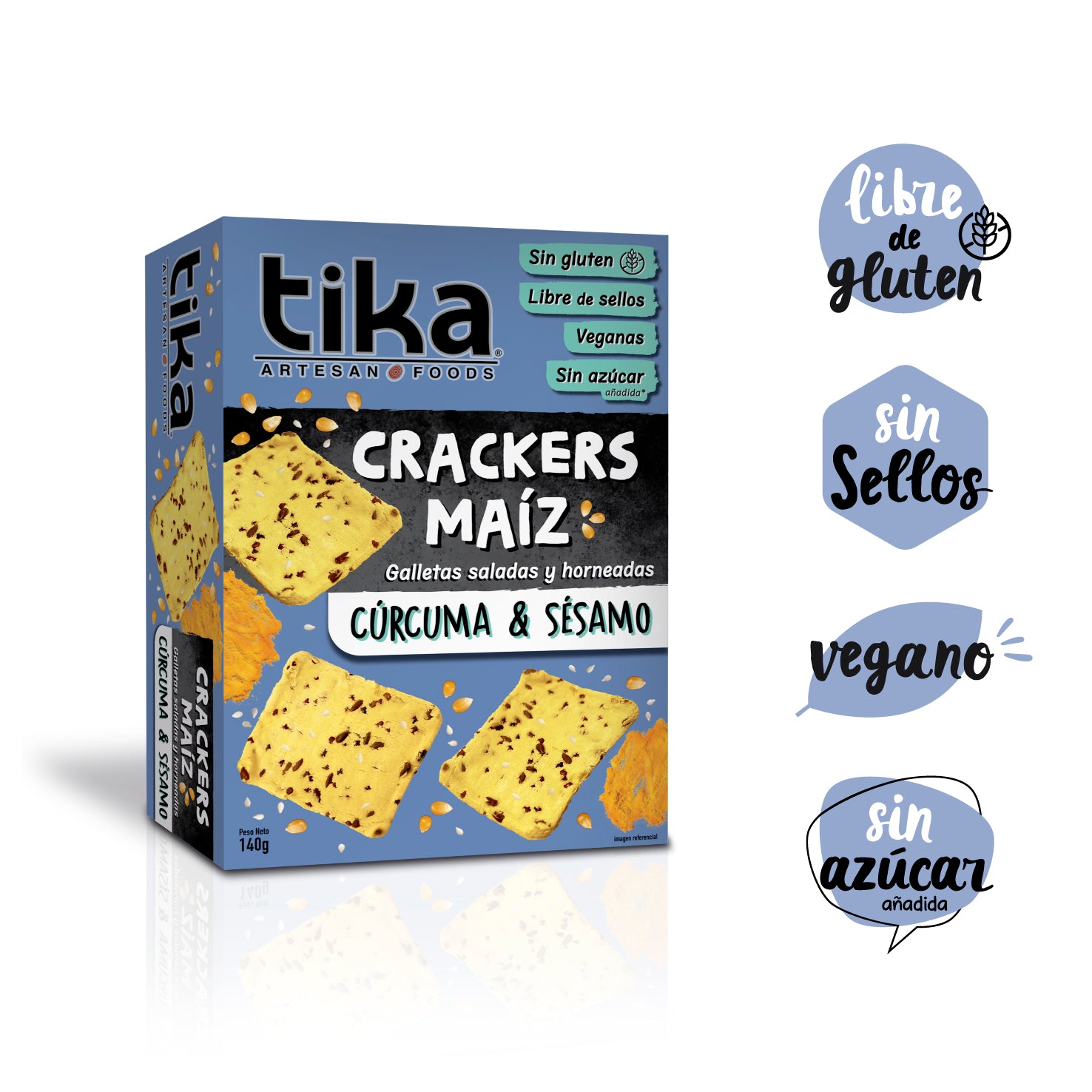 Tika Crackers Cúrcuma & Sésamo 140g
