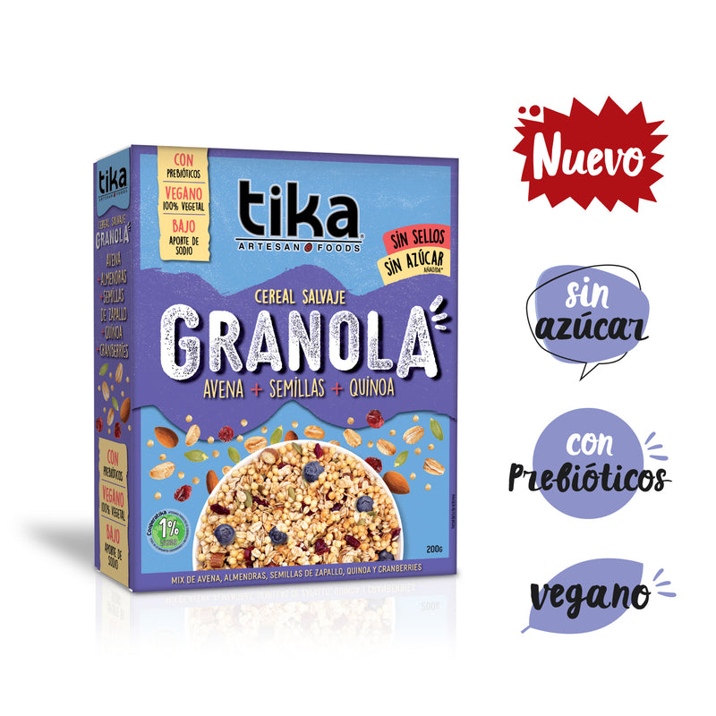 Tika Cereal Salvaje Granola Avena - Semillas - Quinoa