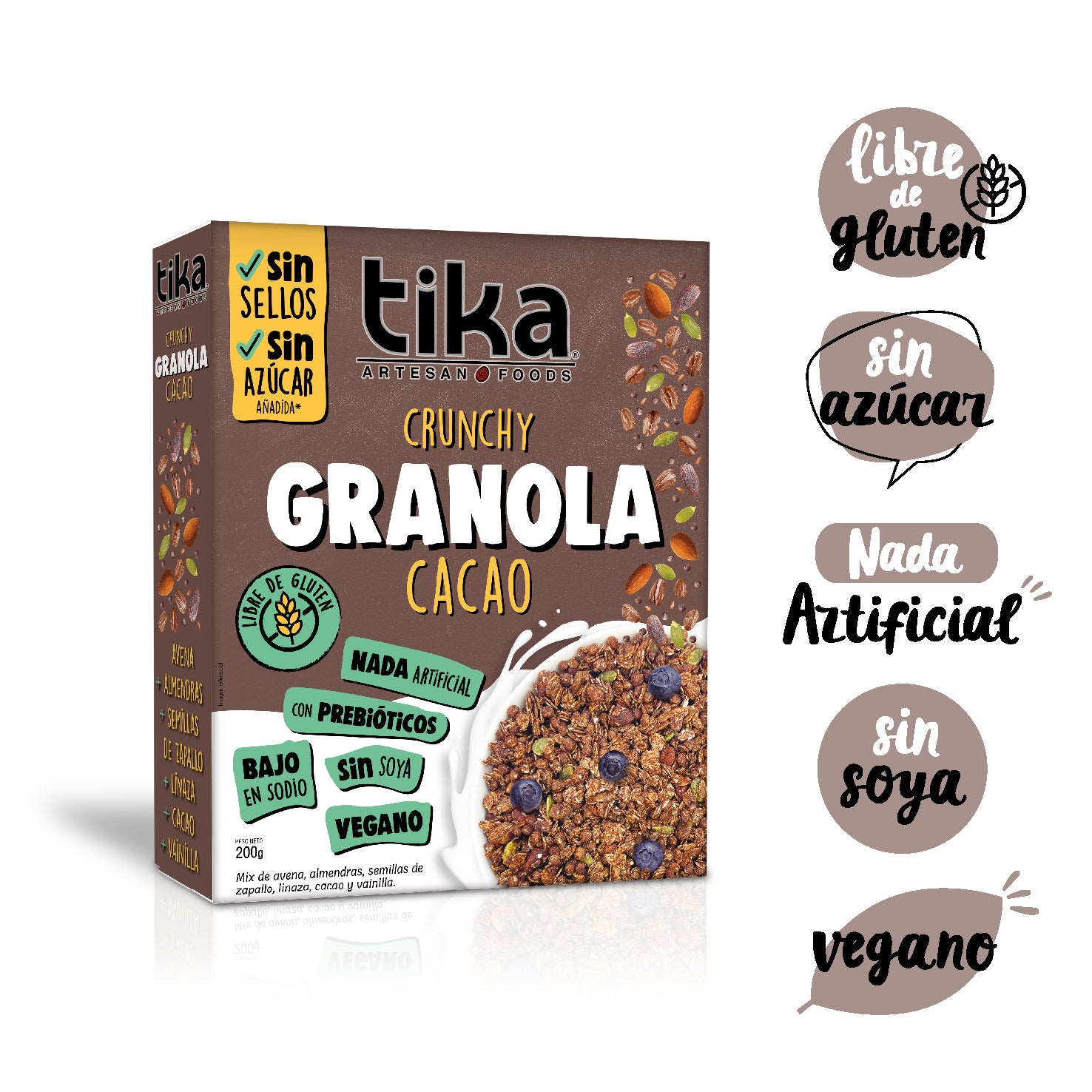 Pack 12 Tika Granola Crunchy Cacao 200g