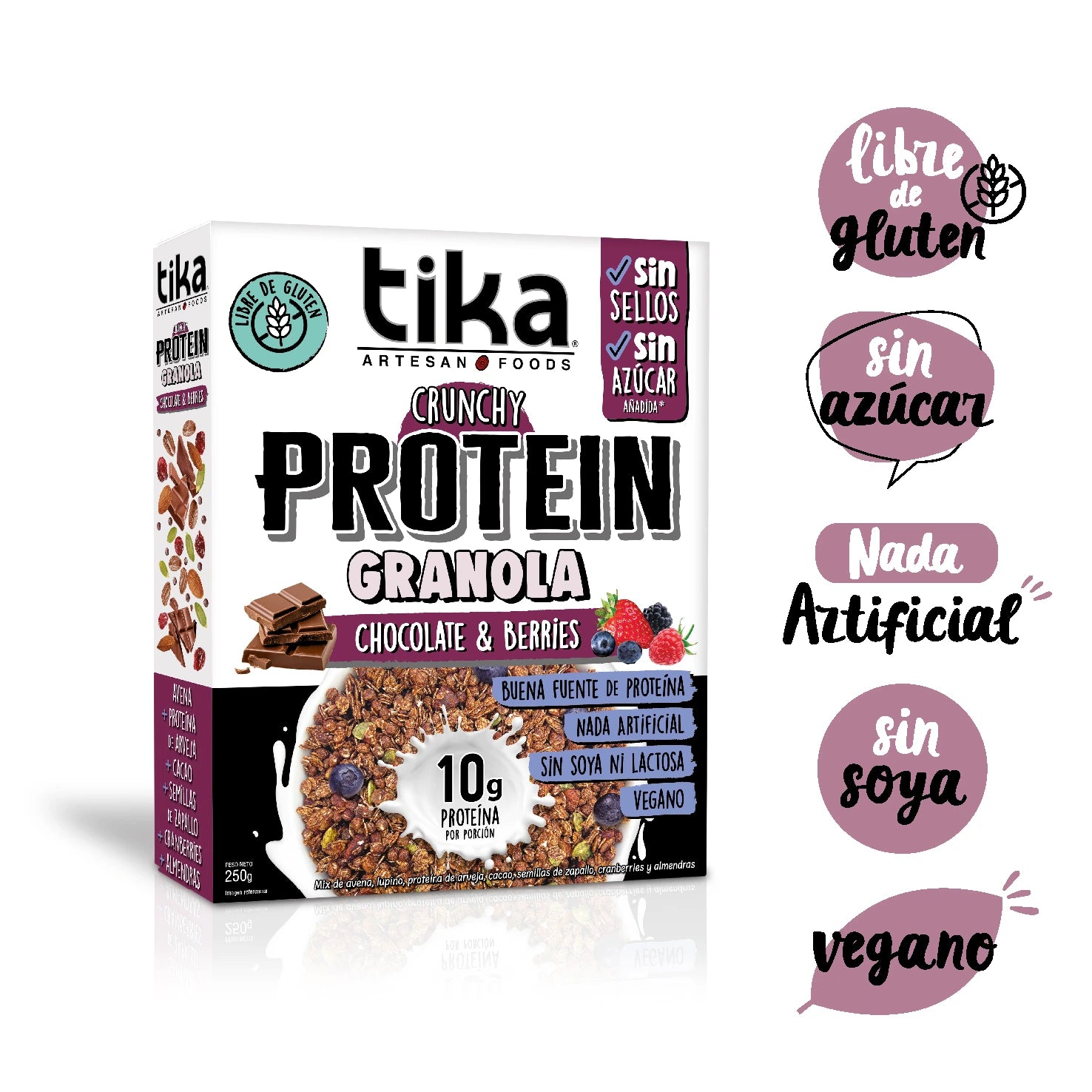 Pack 14 Tika Protein Granola Crunchy Chocolate & Berries 250g