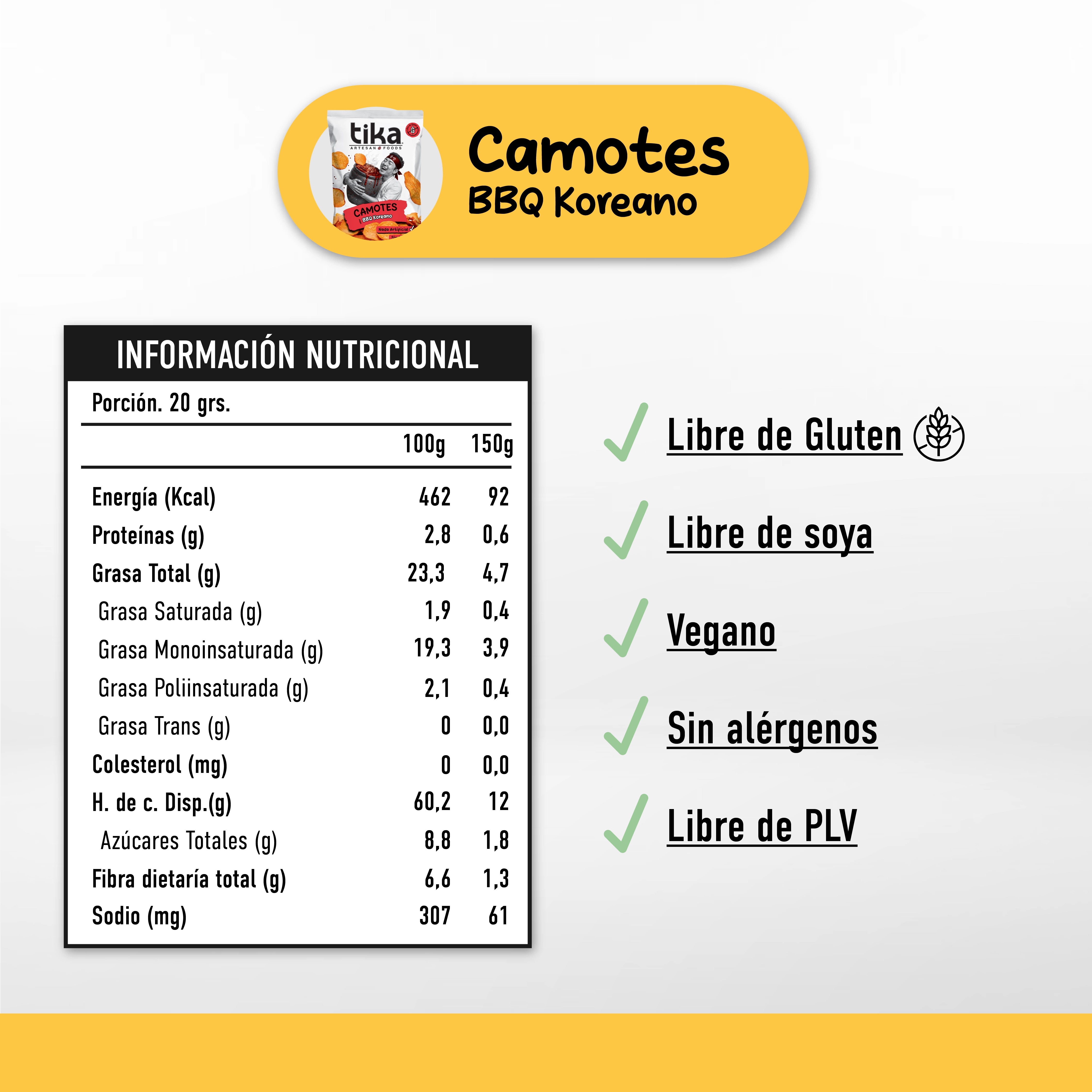 Tika Camotes BBQ Koreano 150g x 3 unidades