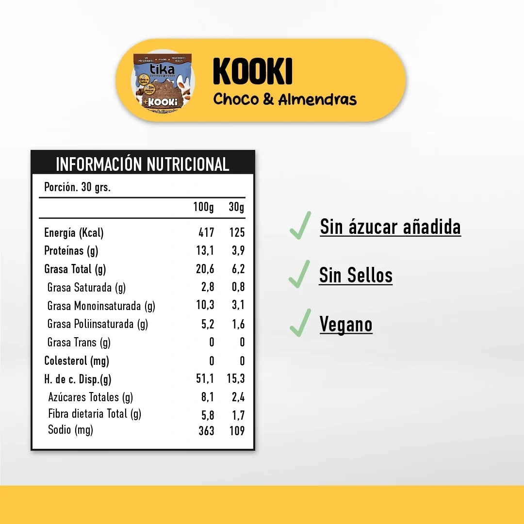 3 Galletones Tika Kooki Choco & Almendras 90g
