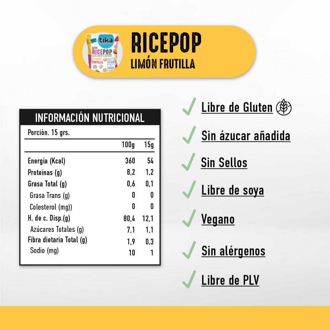 Tika Mini Rice Pop Limón Frutilla 110g