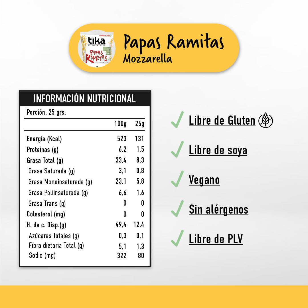 Tika Papas Ramitas Mozzarella Vegana 170g