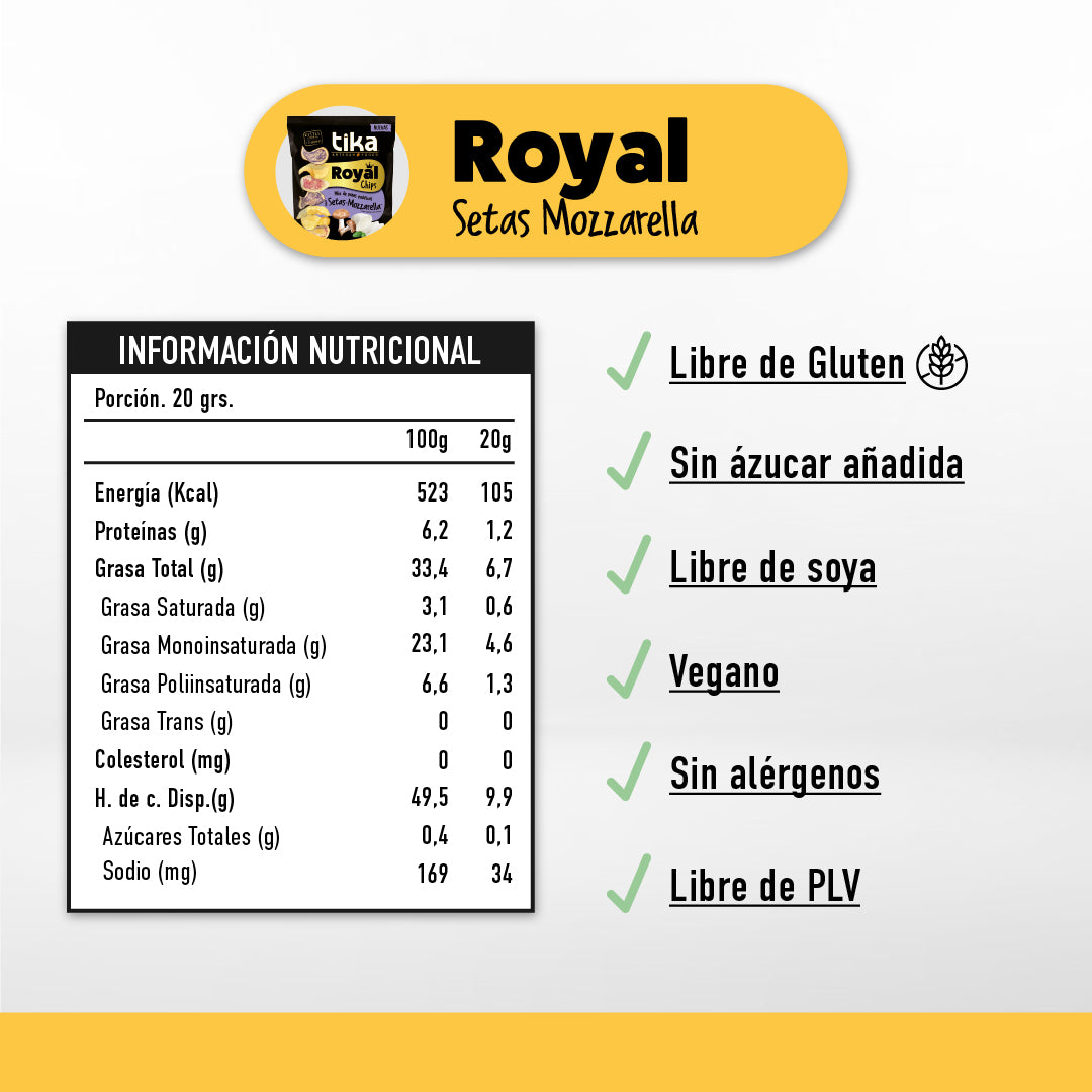 Tika Royal Chips Setas Mozzarella 35g