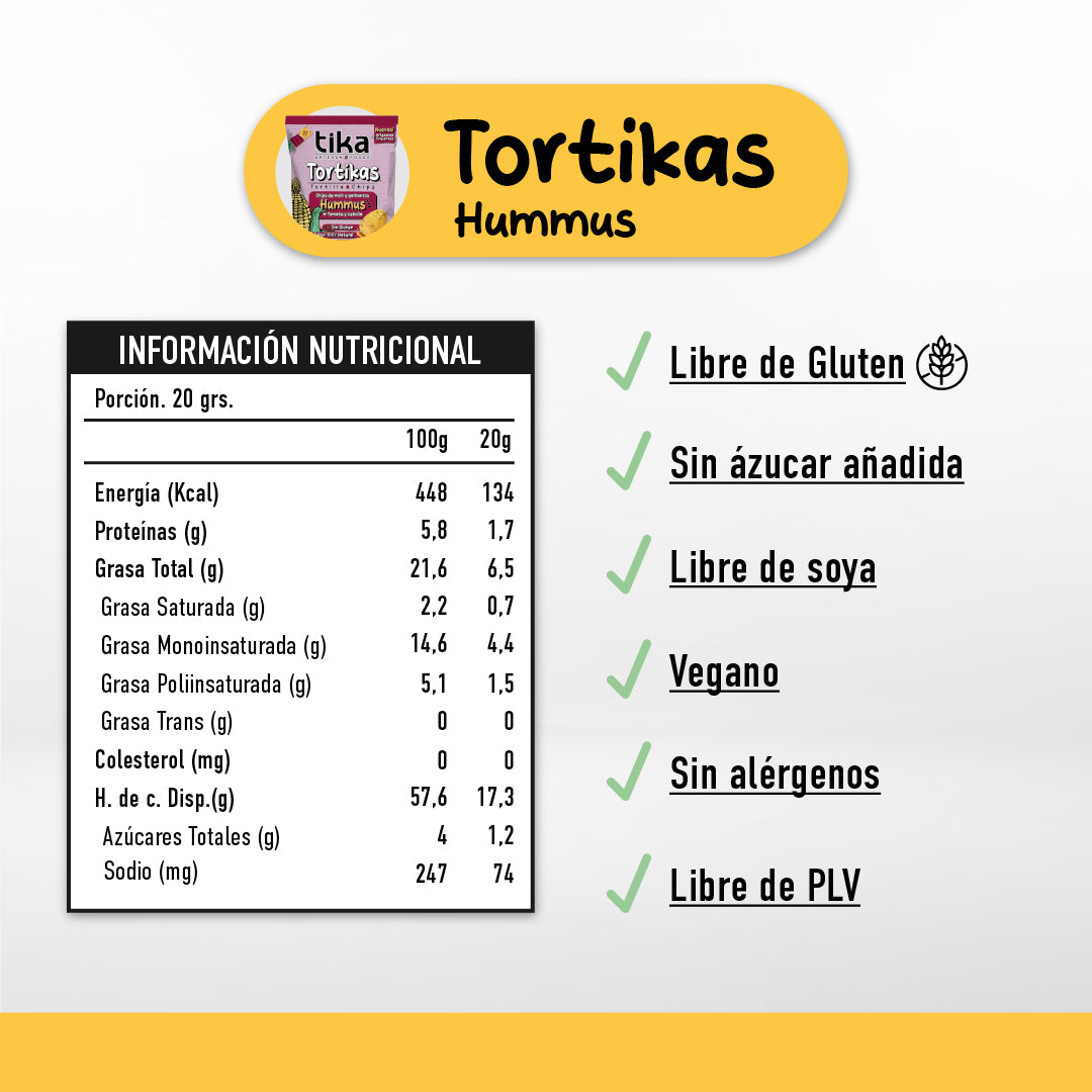Tika Tortika Hummus & Tomate y Cebolla 180g
