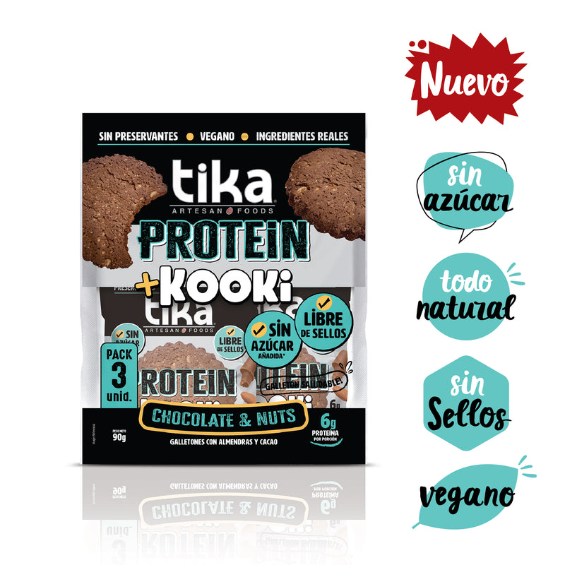 Pack Tika Kooki Protein Chocolate & Nuts 90g (30g x 3 unid.)