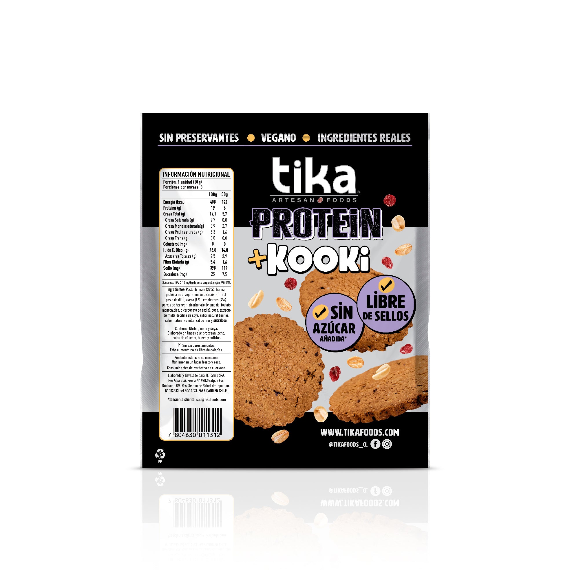3 Galletones Tika Protein Kooki Cranberry & Maní 90g