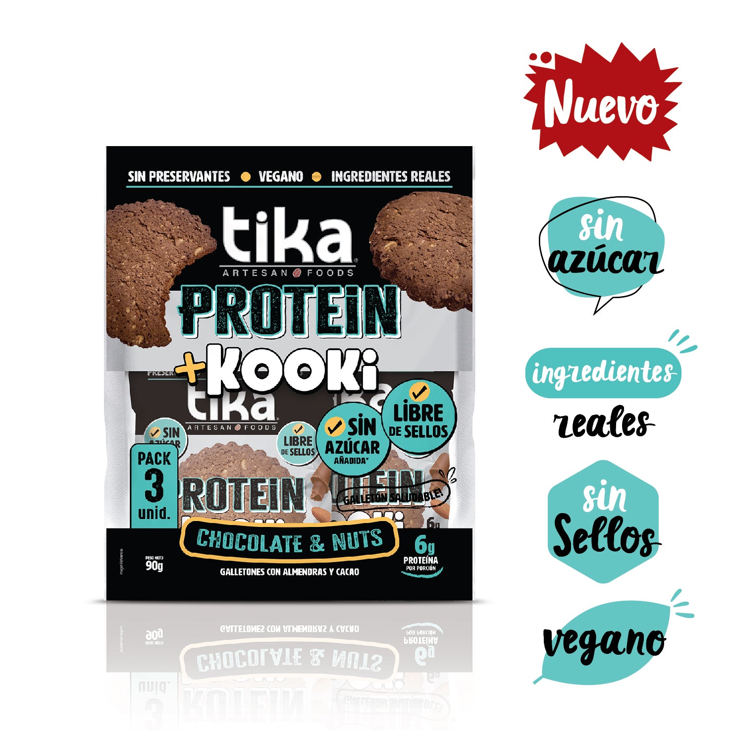 Pack 60 Galletones Tika Kooki Protein Chocolate & Nuts