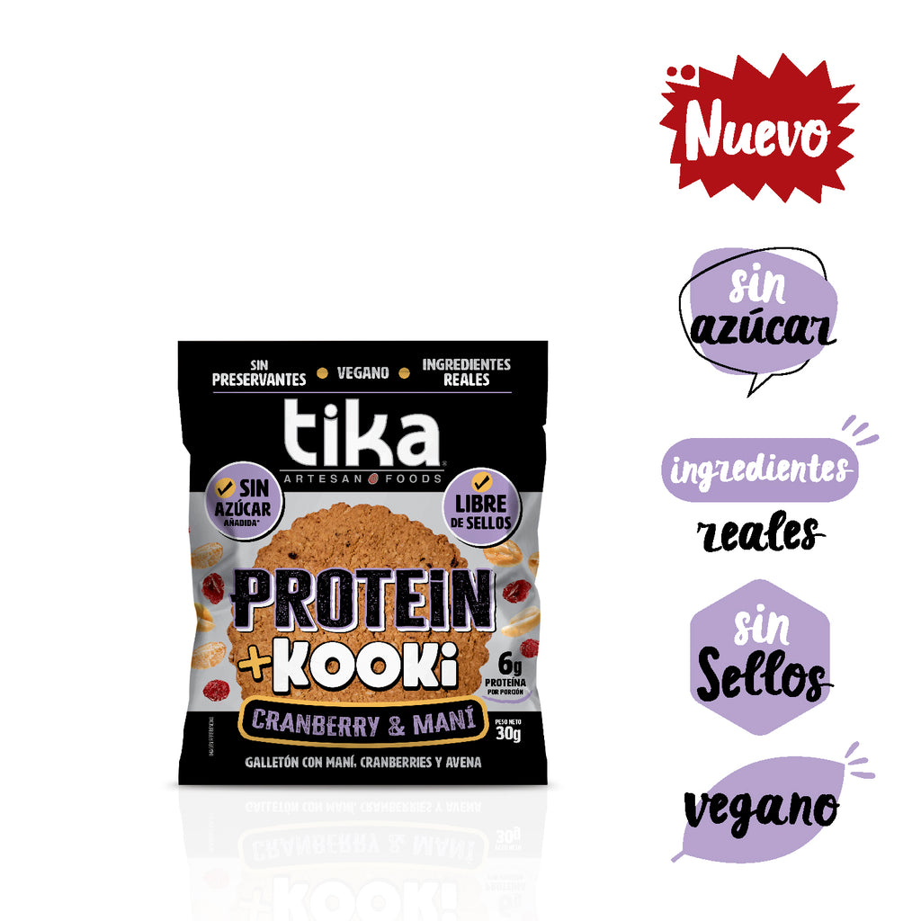 17% DCTO - Estuche 15 Galletones Tika Kooki Protein Cranberry & Maní