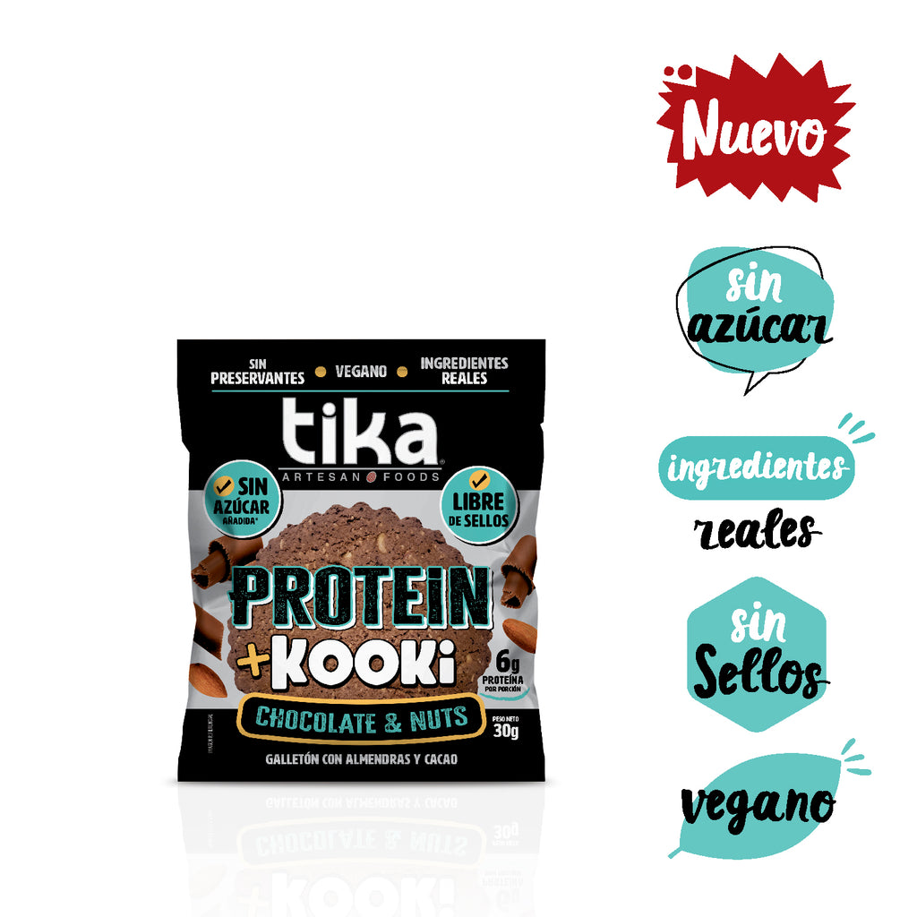 17% DCTO - Estuche 15 Galletones Tika Kooki Protein Chocolate & Nuts