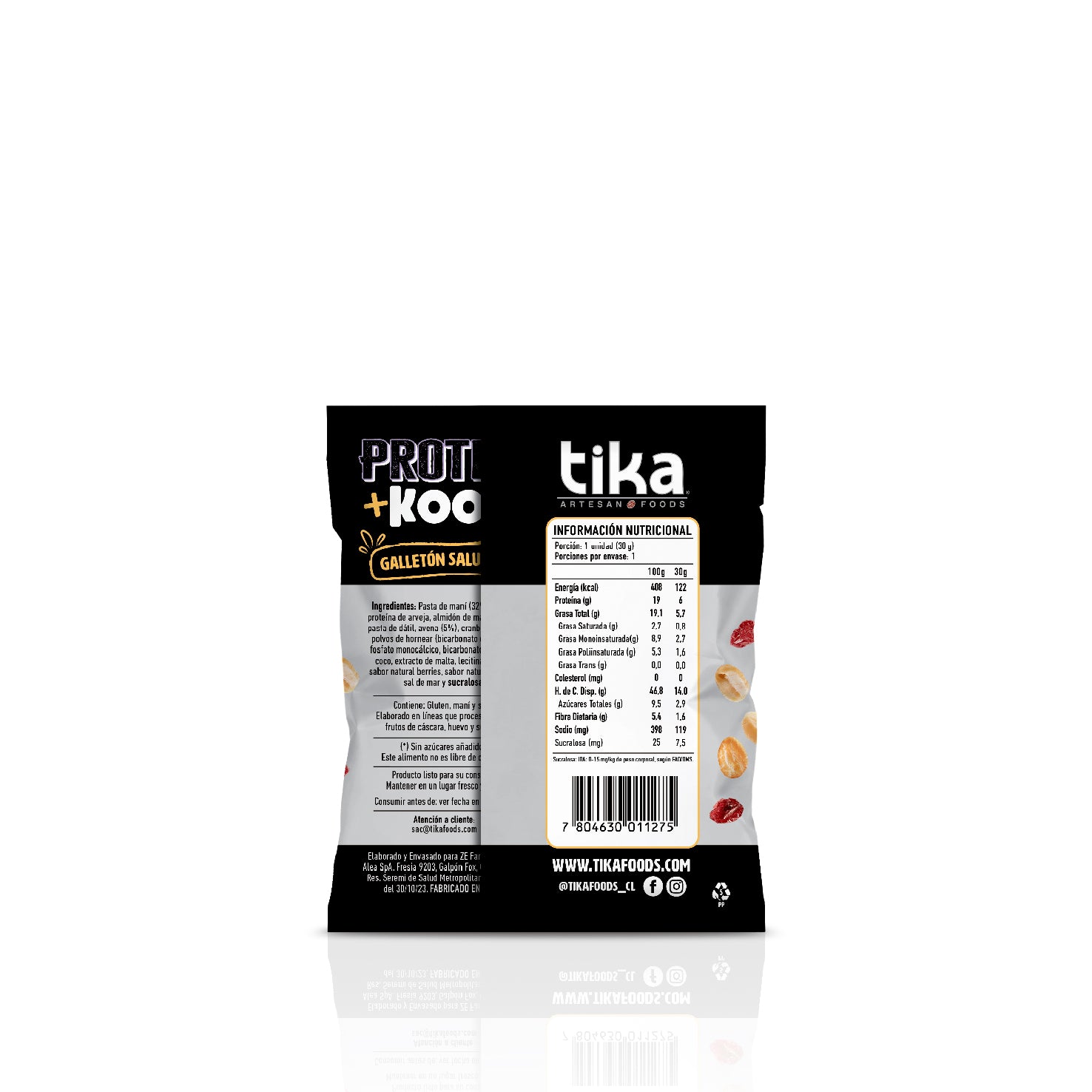 Estuche 15 Galletones Tika Kooki Protein Cranberry & Maní