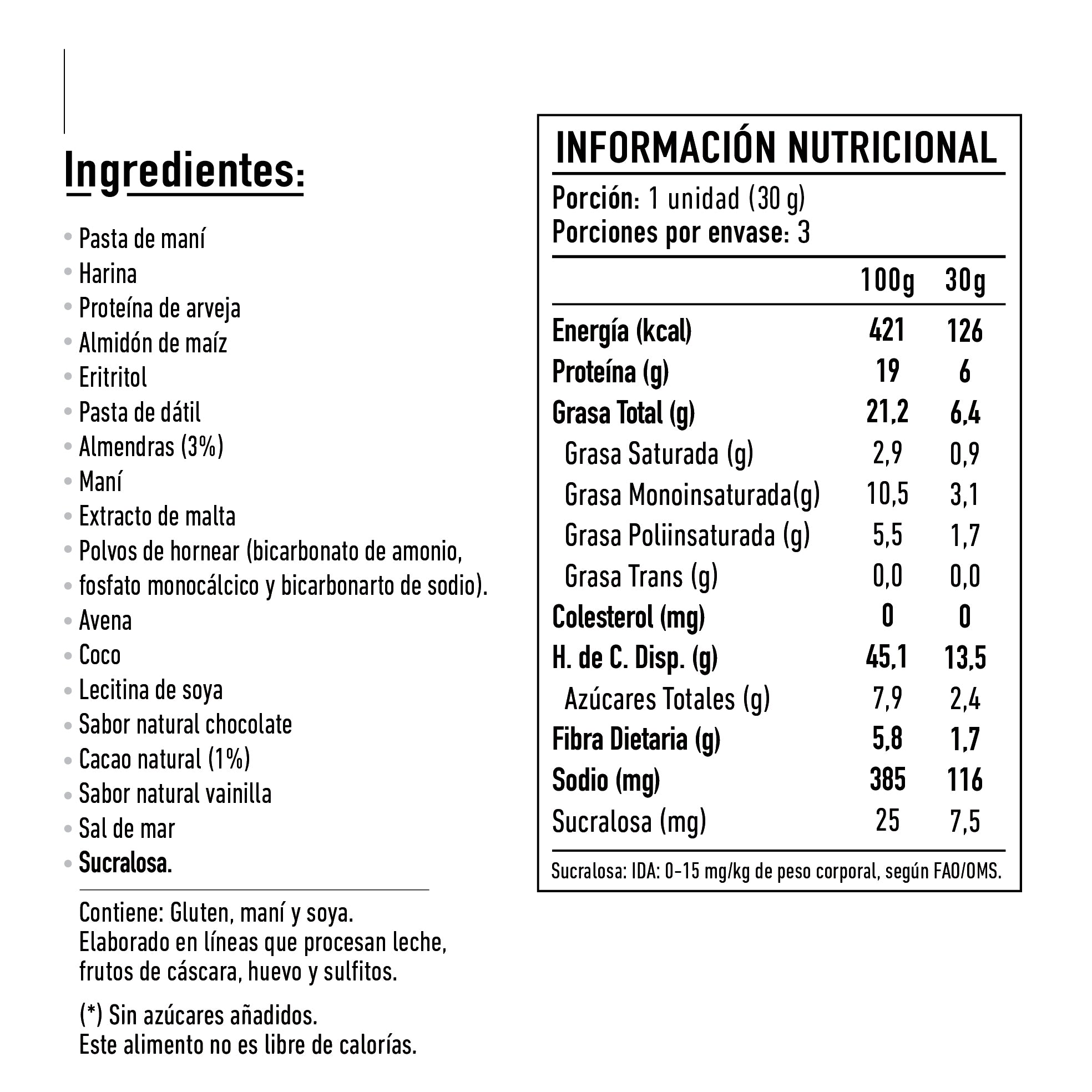 3 Galletones Tika Kooki Protein Chocolate & Nuts 90g