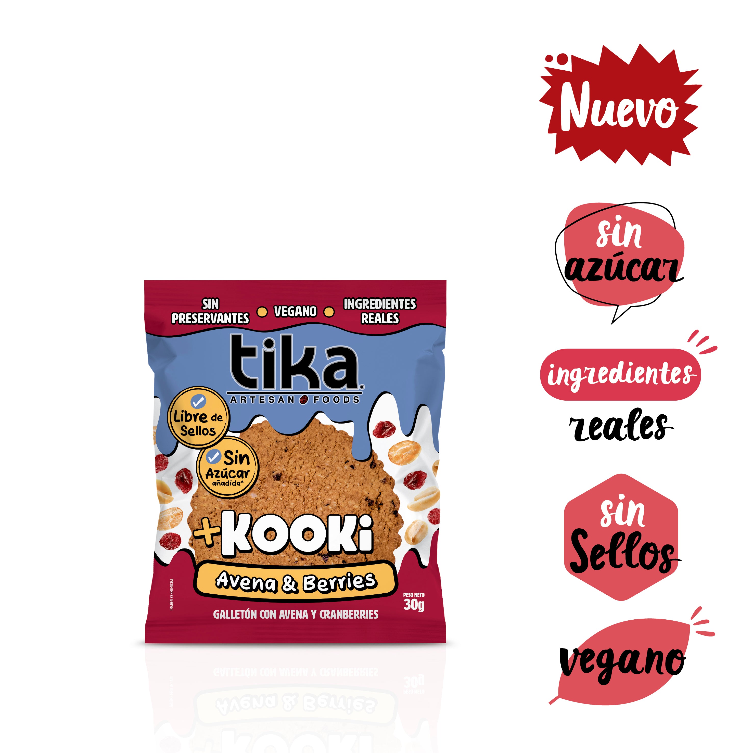 Estuche 15 Galletones Tika Kooki Avena & Berries