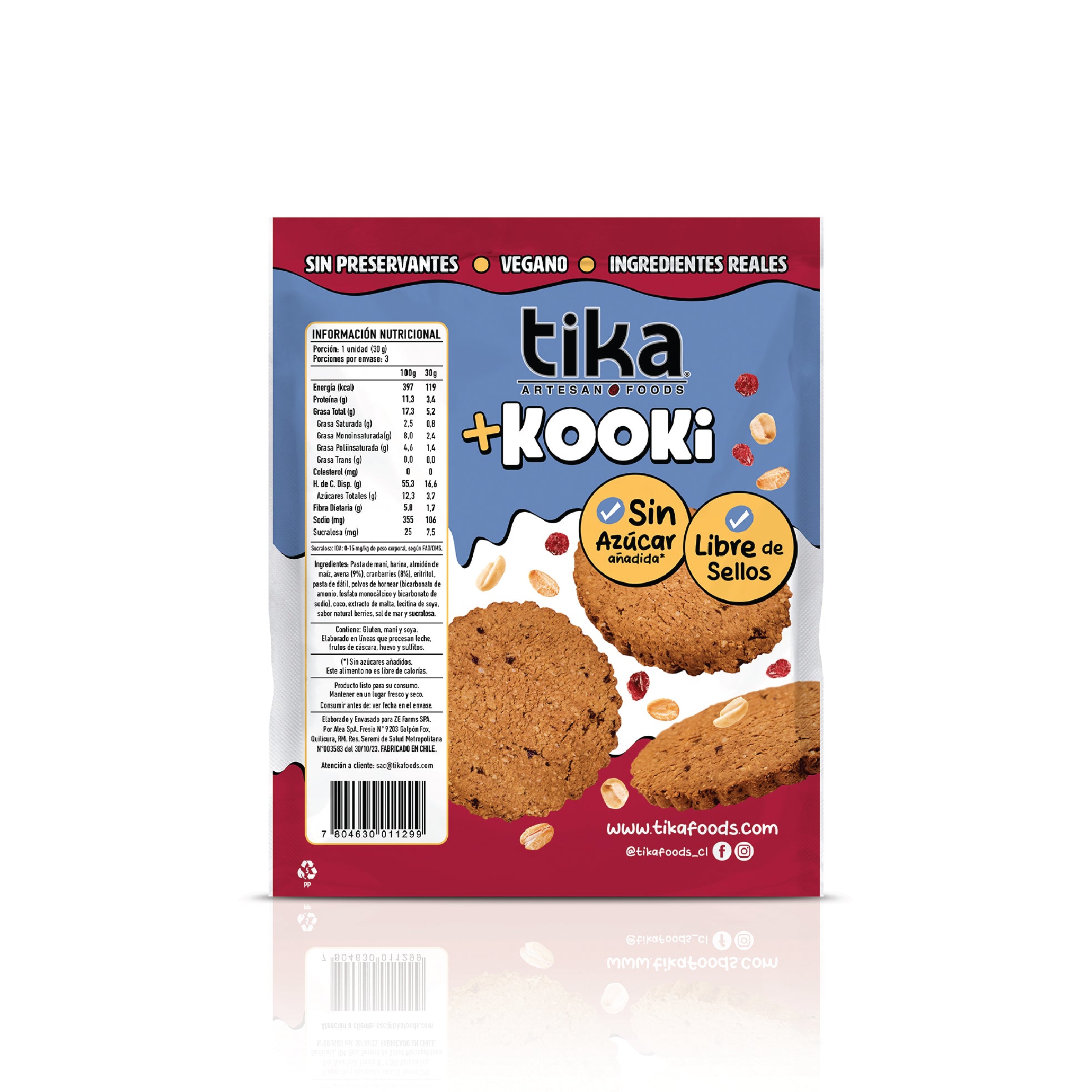 3 Galletones Tika Kooki Avena & Berries 90g