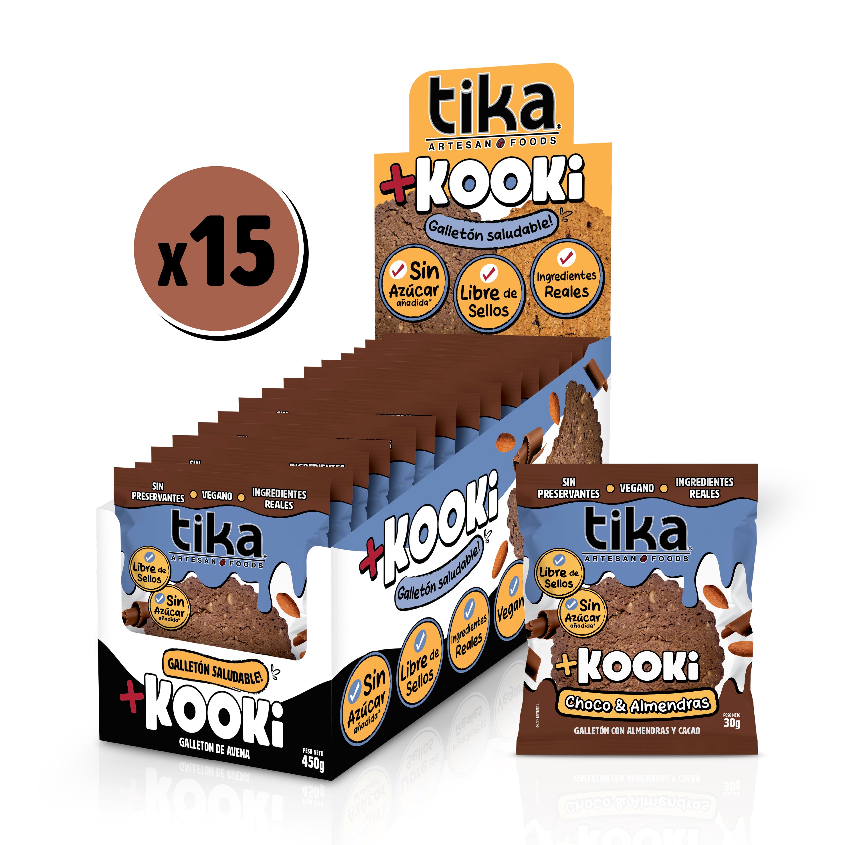 Estuche 15 Galletones Tika Kooki Choco & Almendras