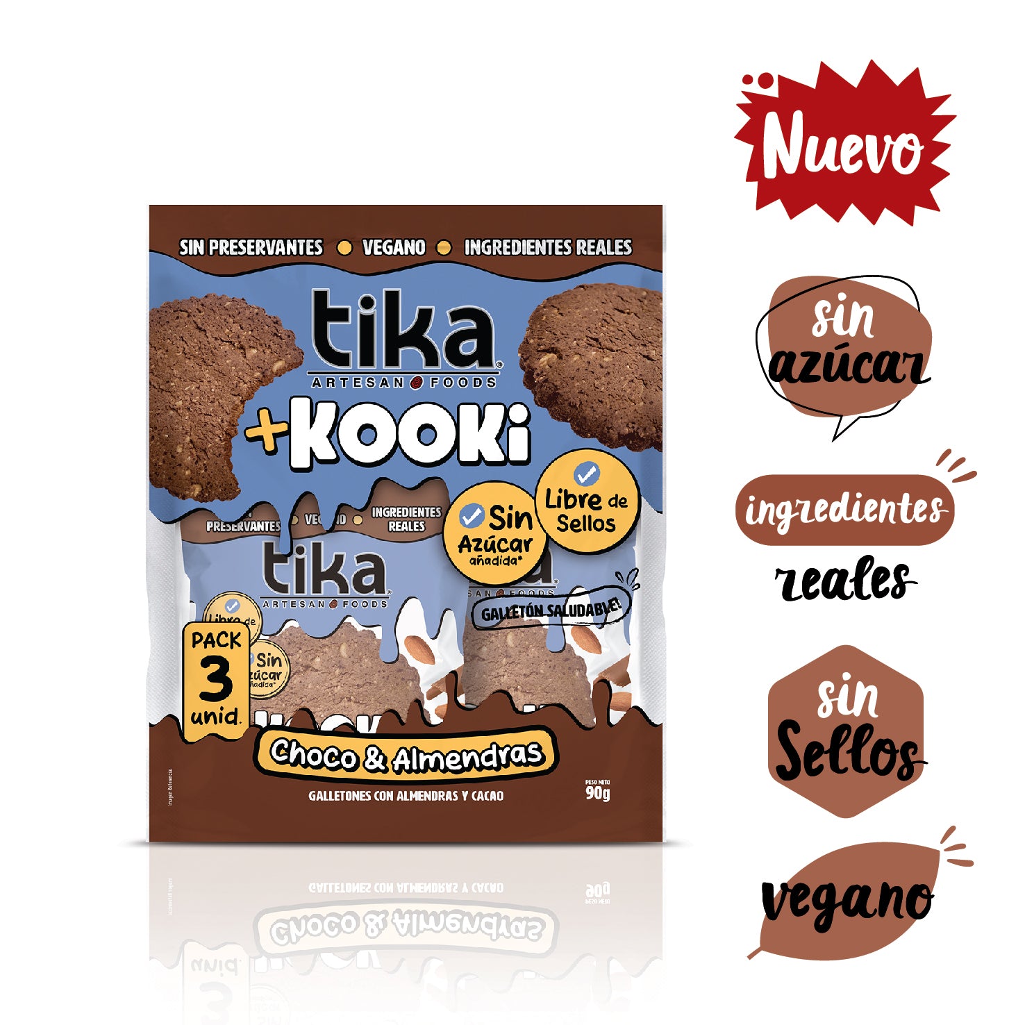 3 Galletones Tika Kooki Choco & Almendras 90g