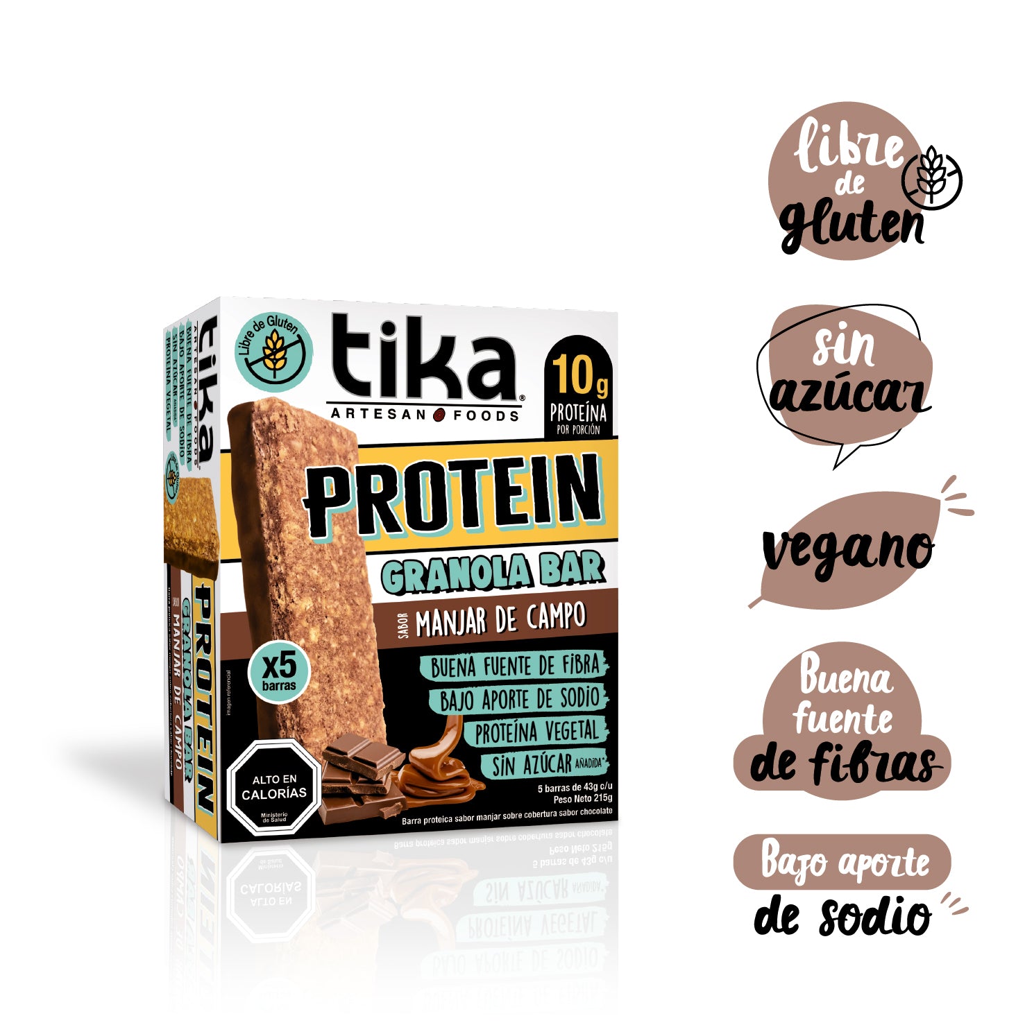 5 Barritas Tika Protein Manjar de Campo 215g