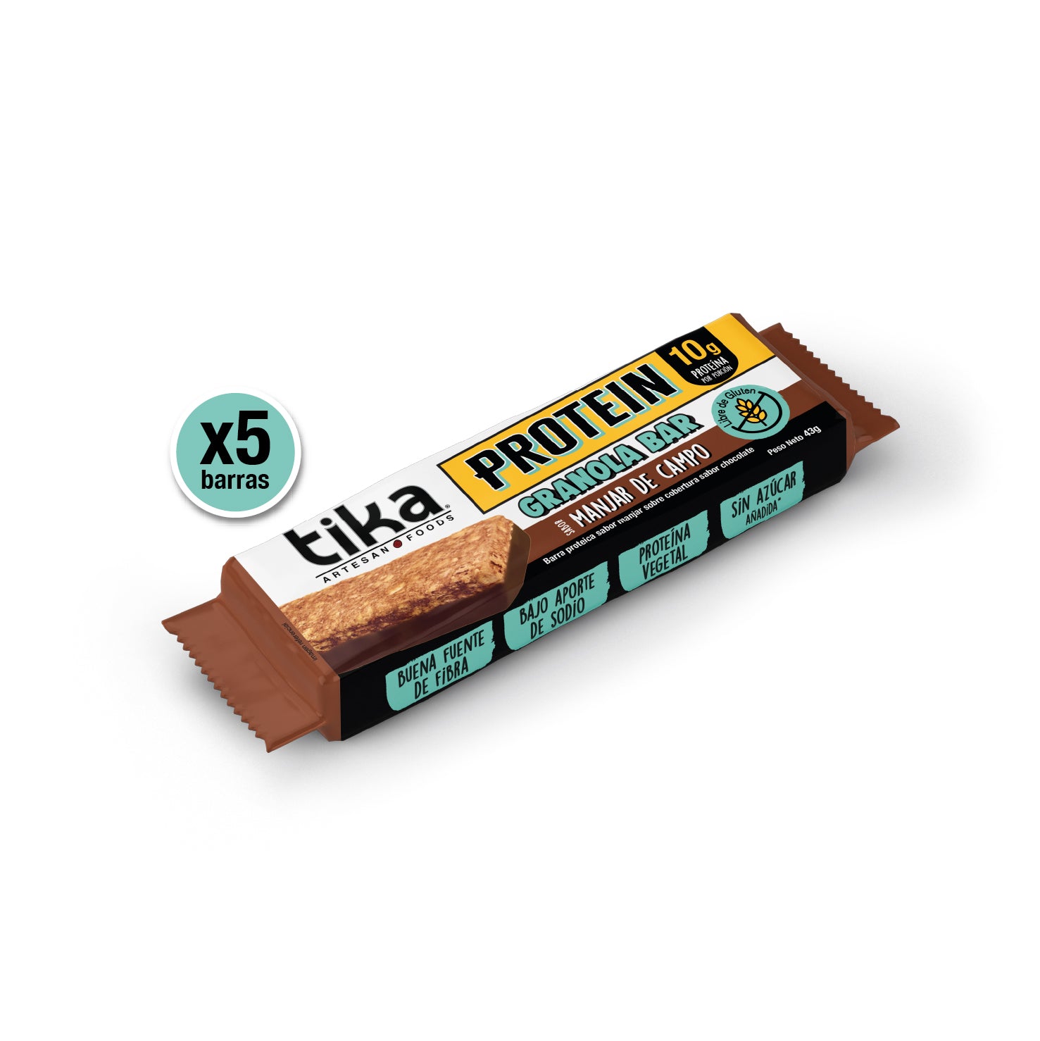 5 Barritas Tika Protein Manjar de Campo 215g