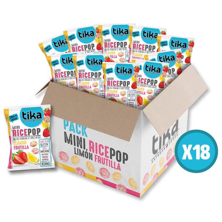Tika Mini Rice Pop Limón Frutilla 15g x 18 unidades