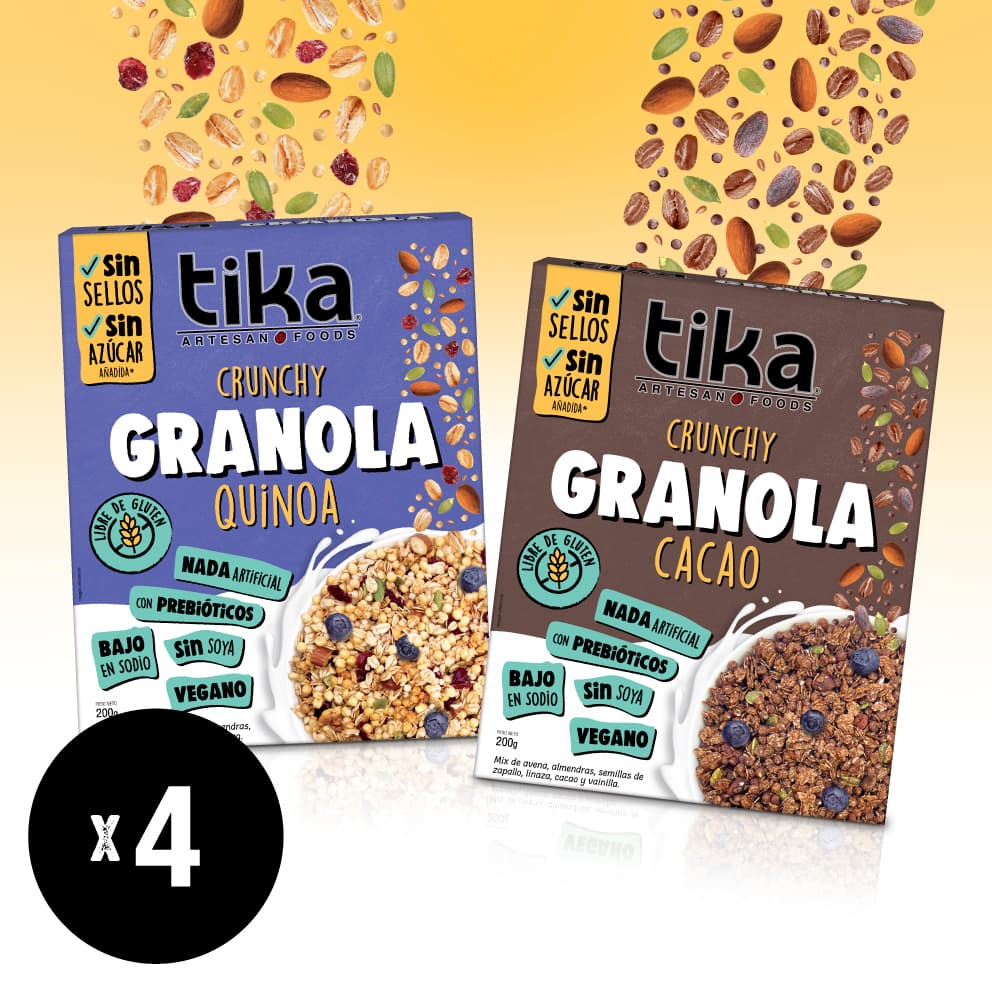 Pack 4 Tika Granola Crunchy Duo 200g