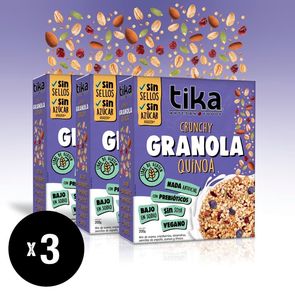 Pack 3 Tika Granola Crunchy Quinoa 200g