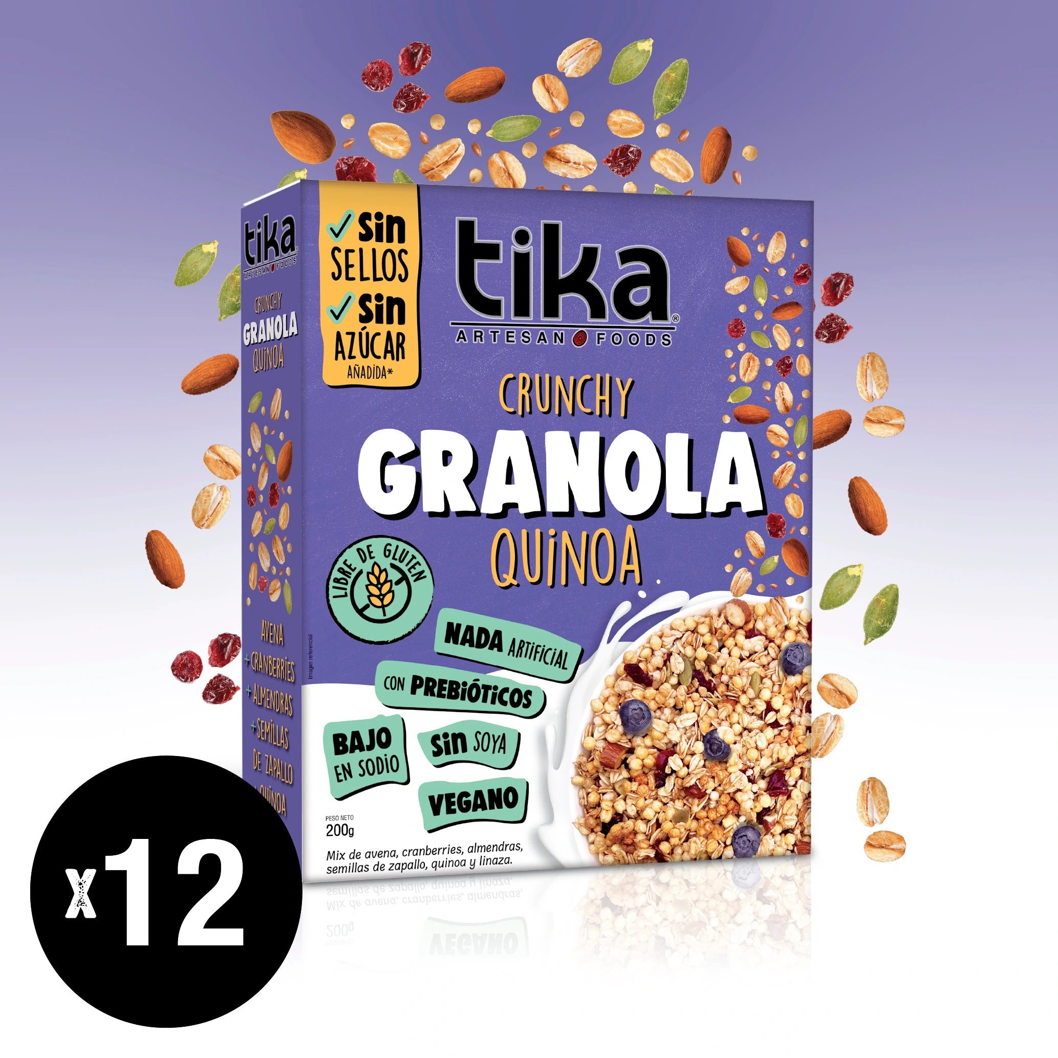 Pack 12 Tika Granola Crunchy Granola 200g