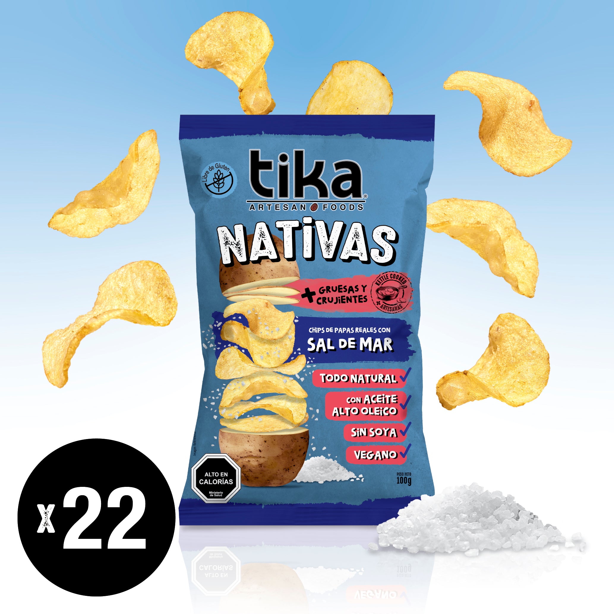 Tika Nativas Sal de Mar 100g x 22 Unidades