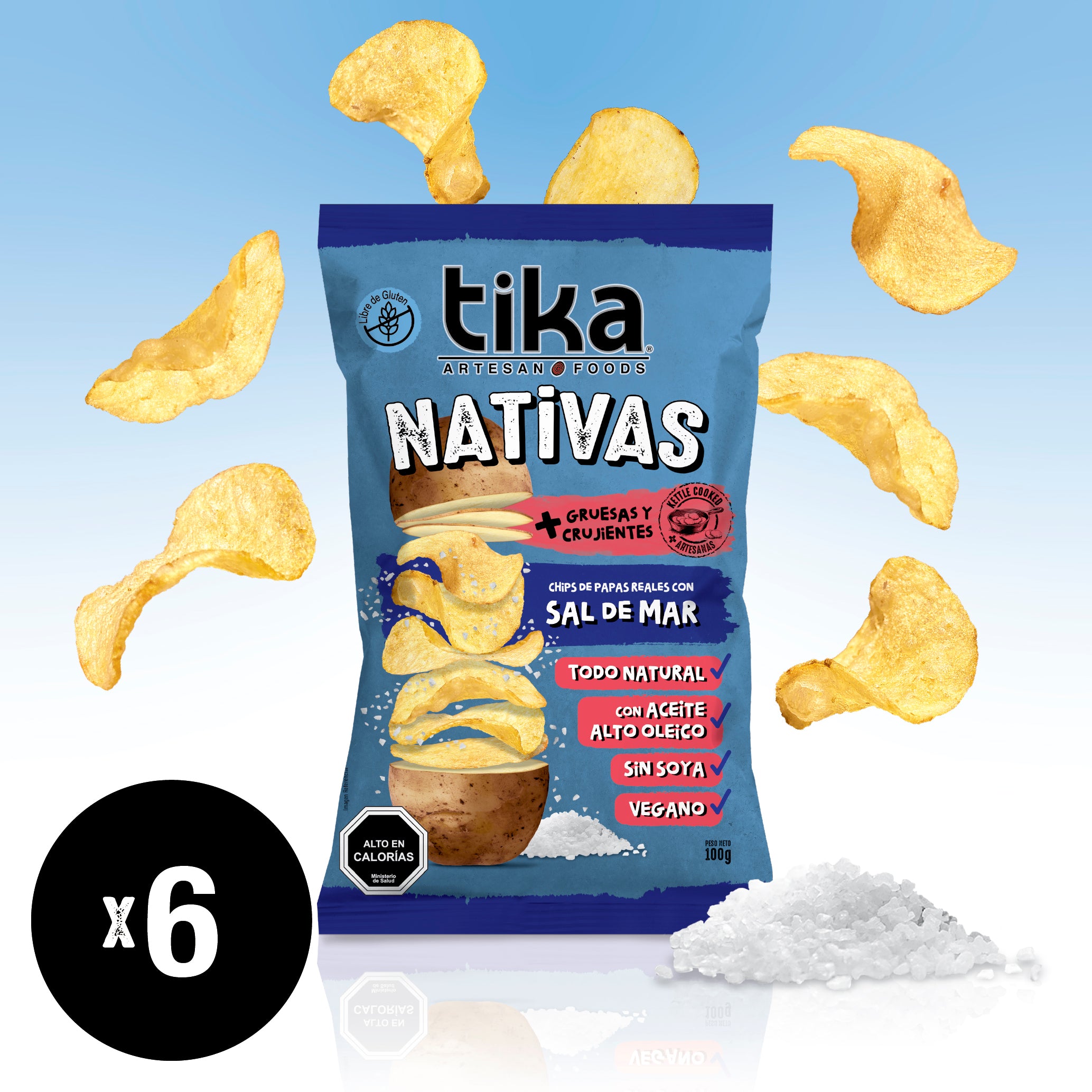 Tika Nativas Sal de Mar 100g x 6 Unidades