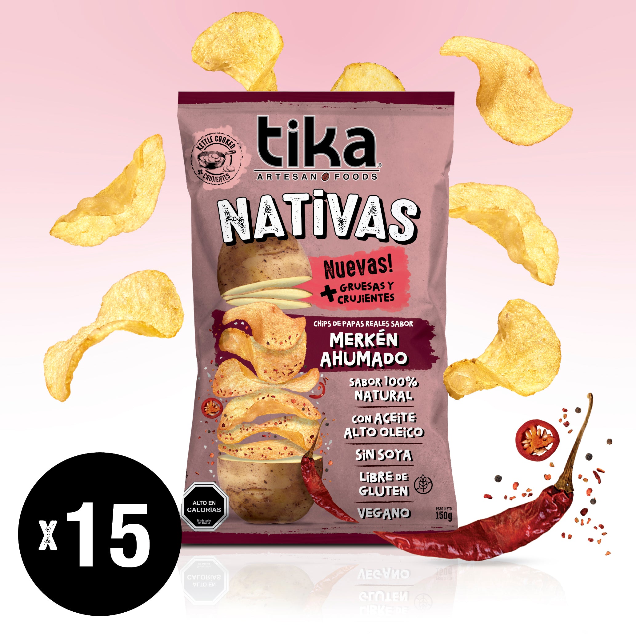Tika Nativas Merkén Ahumado 150g x 15 Unidades
