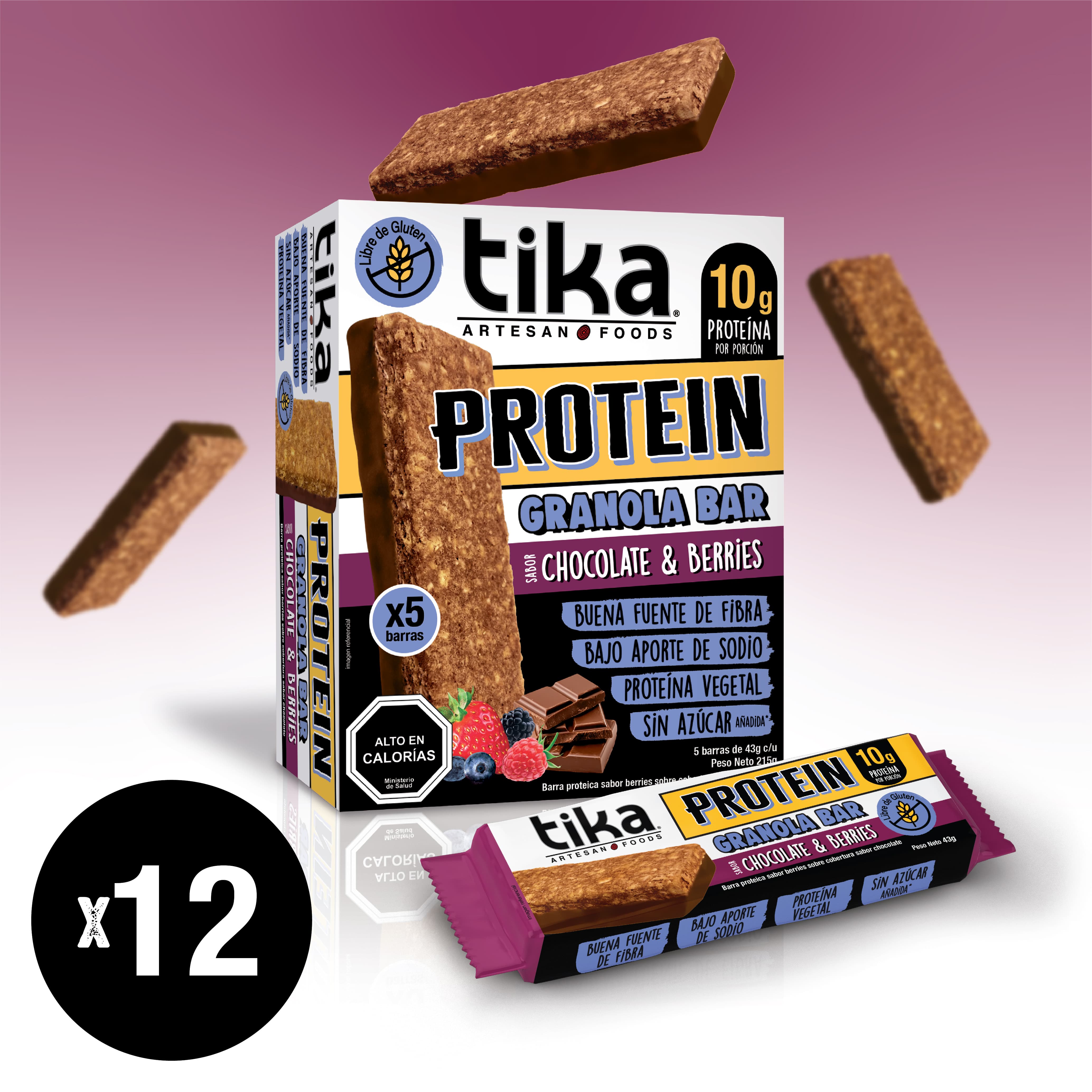 Pack 60 Barritas Tika Protein Chocolate & Berries