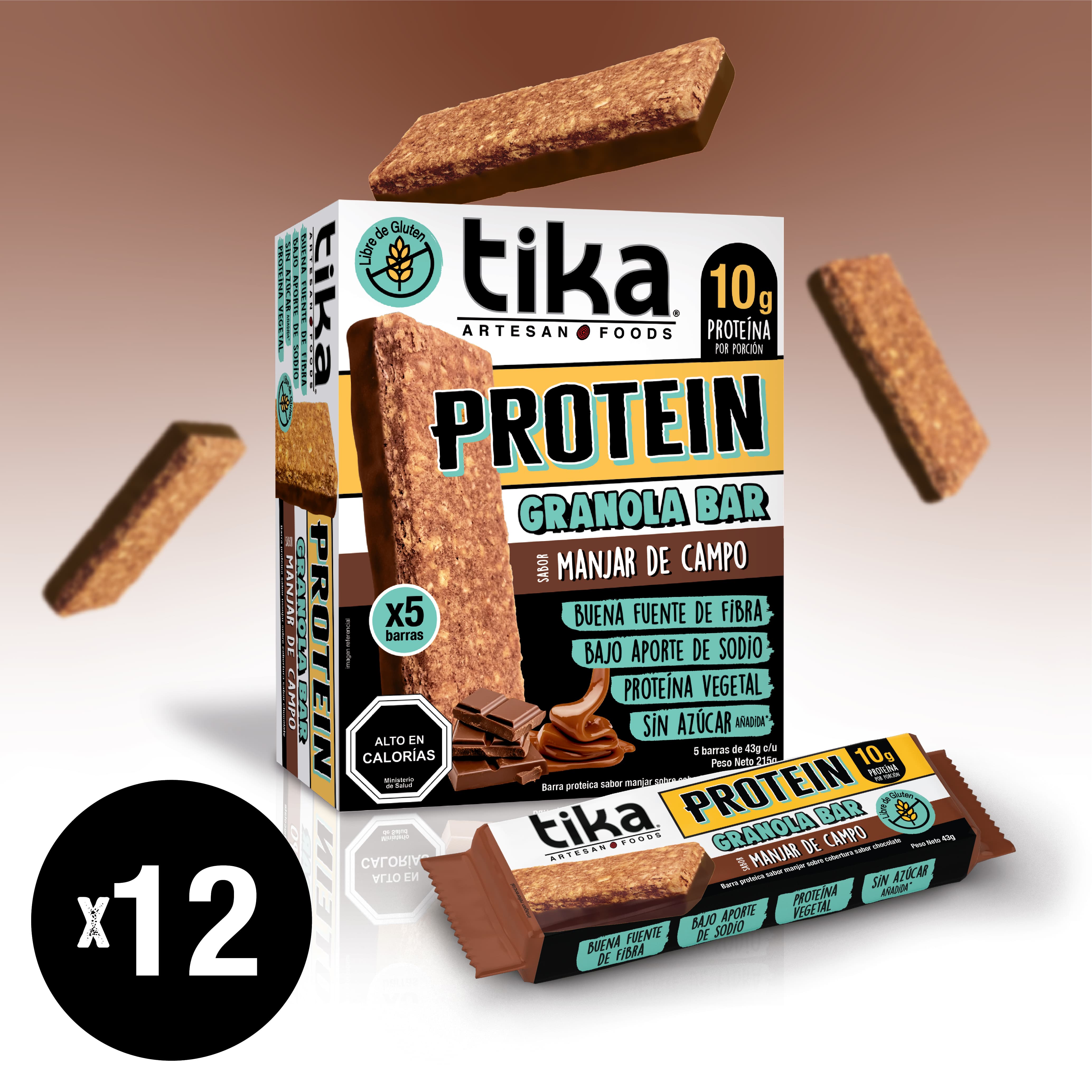 Pack 60 Barritas Tika Protein Manjar de Campo