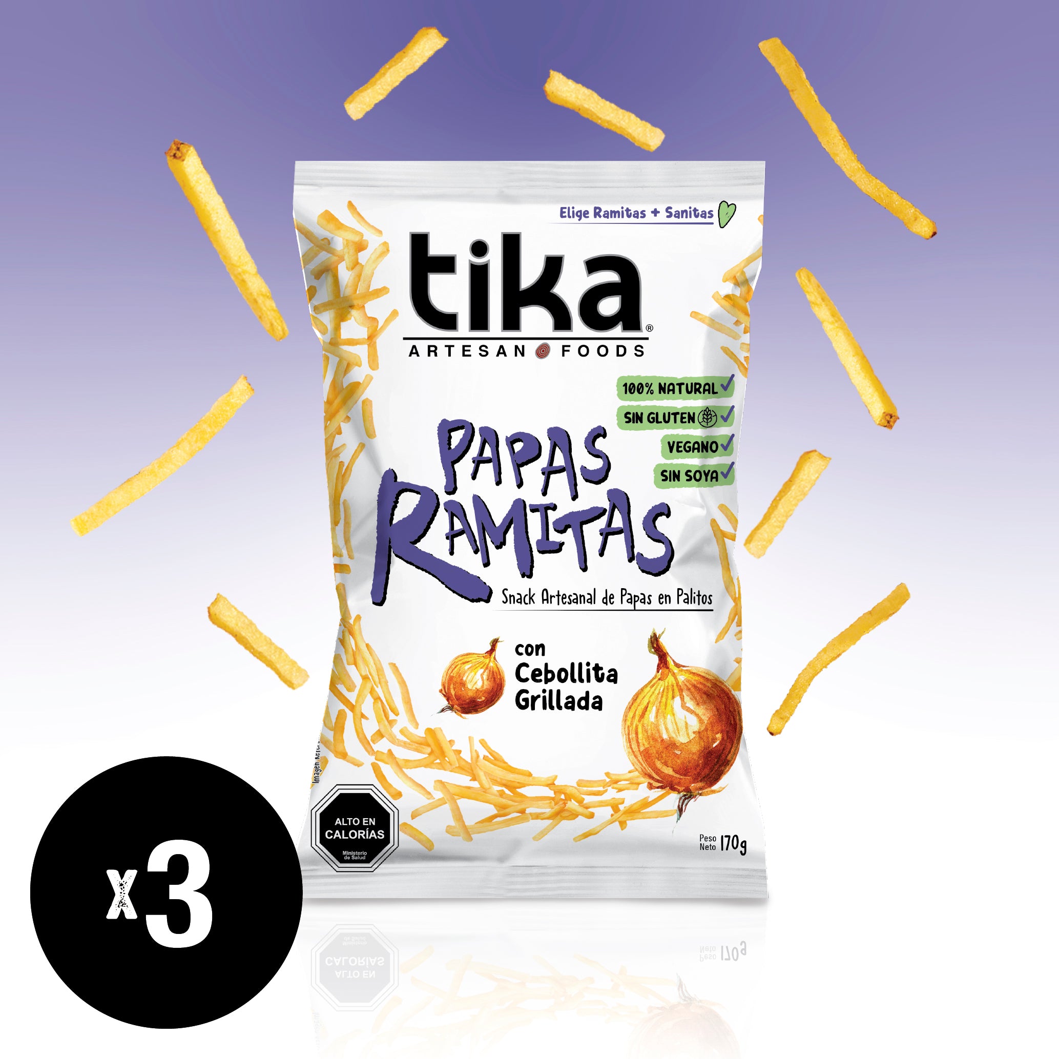 Tika Papas Ramitas Cebollita Grillada 170g x 3 unidades