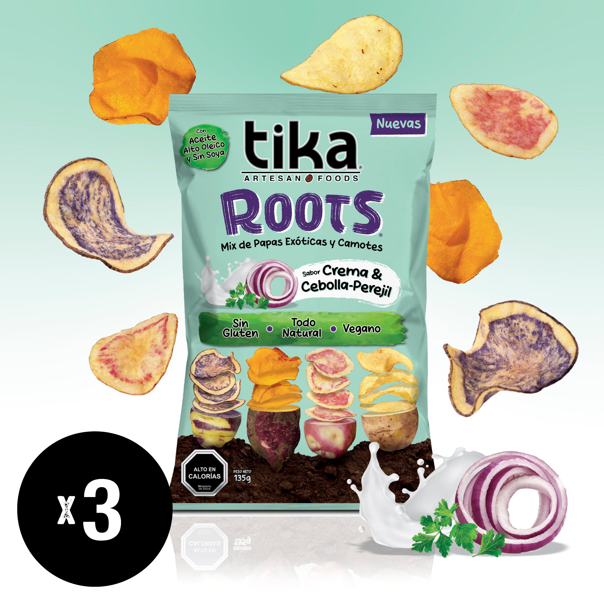 Tika Roots Crema & Cebolla-Perejil 135g x 3 unidades