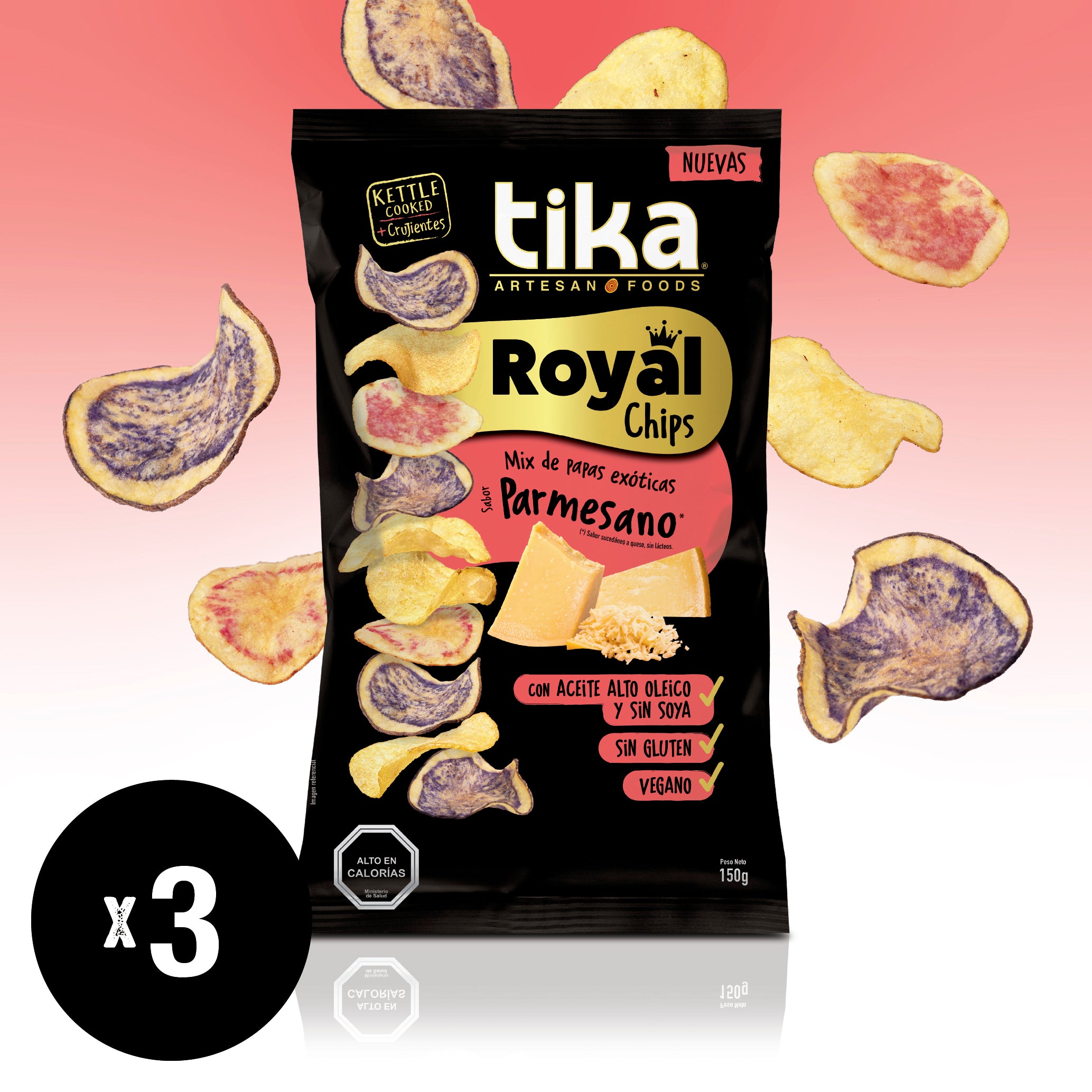 Tika Royal Chips Parmesano 150g x 3 Unidades
