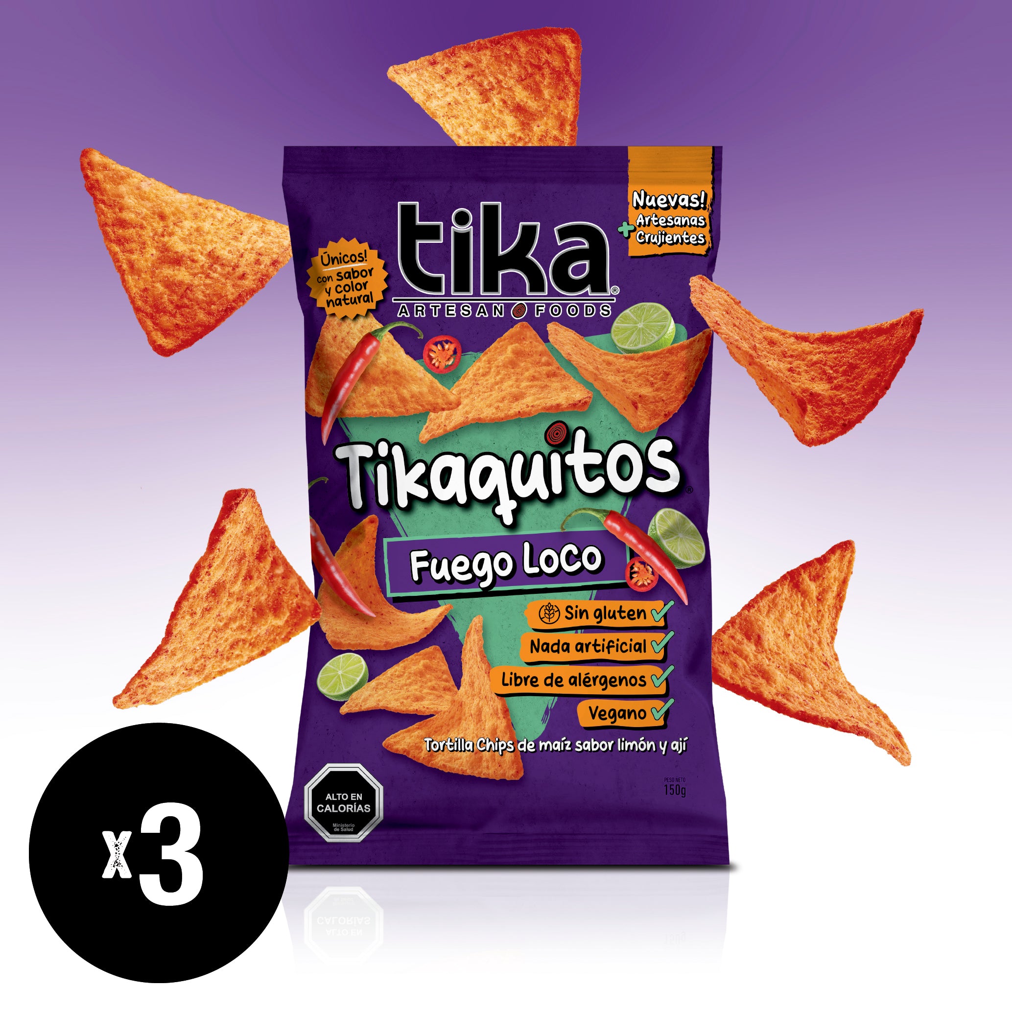 Tikaquitos Fuego Loco 150g x 3 unidades