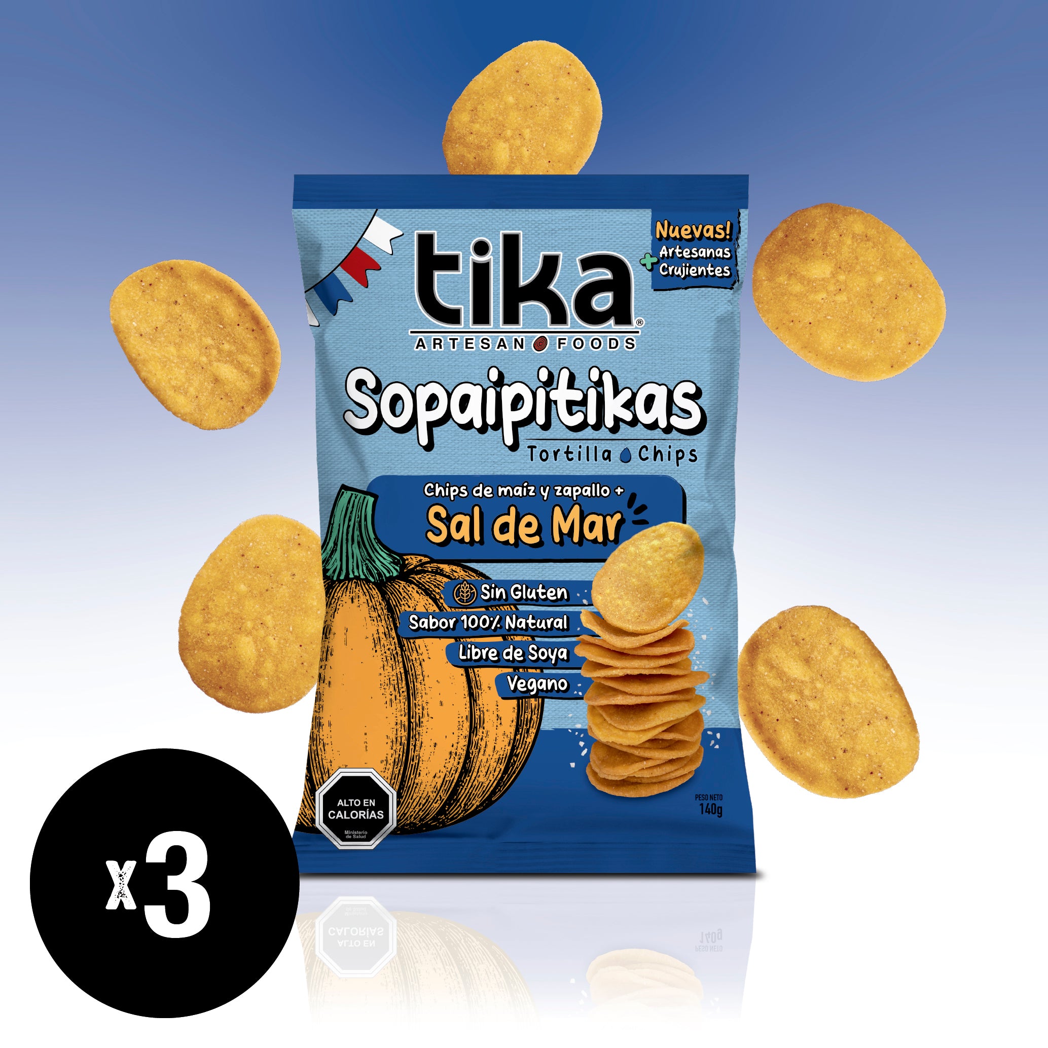 Tika Sopaipitikas Sal de Mar 140g x 3 unidades