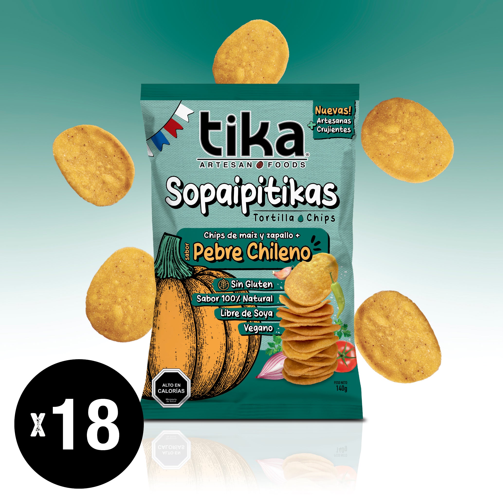 Tika Sopaipitikas Pebre Chileno 140g x 18 unidades