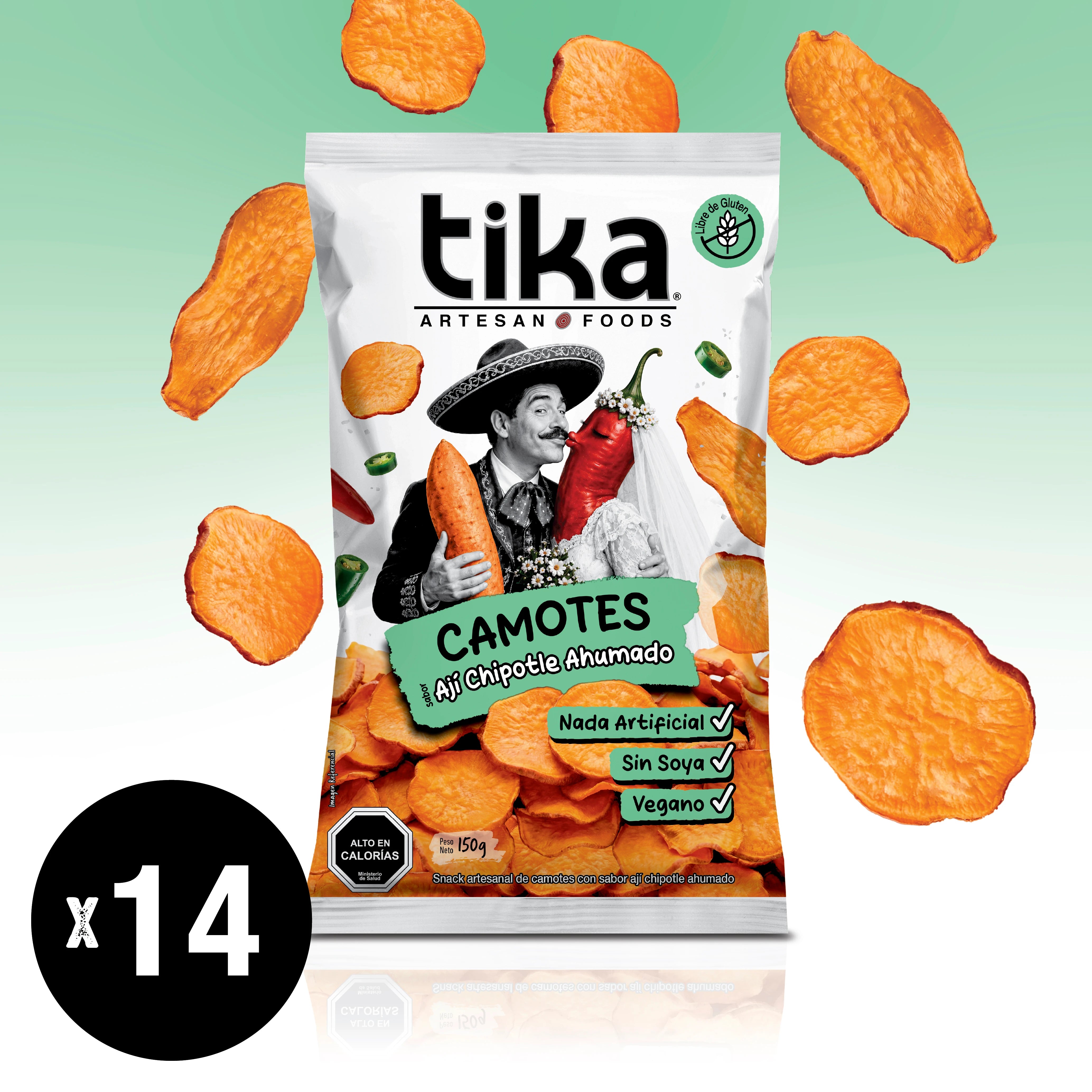 Tika Camotes Ají Chipotle Ahumado 150g x 14 unidades