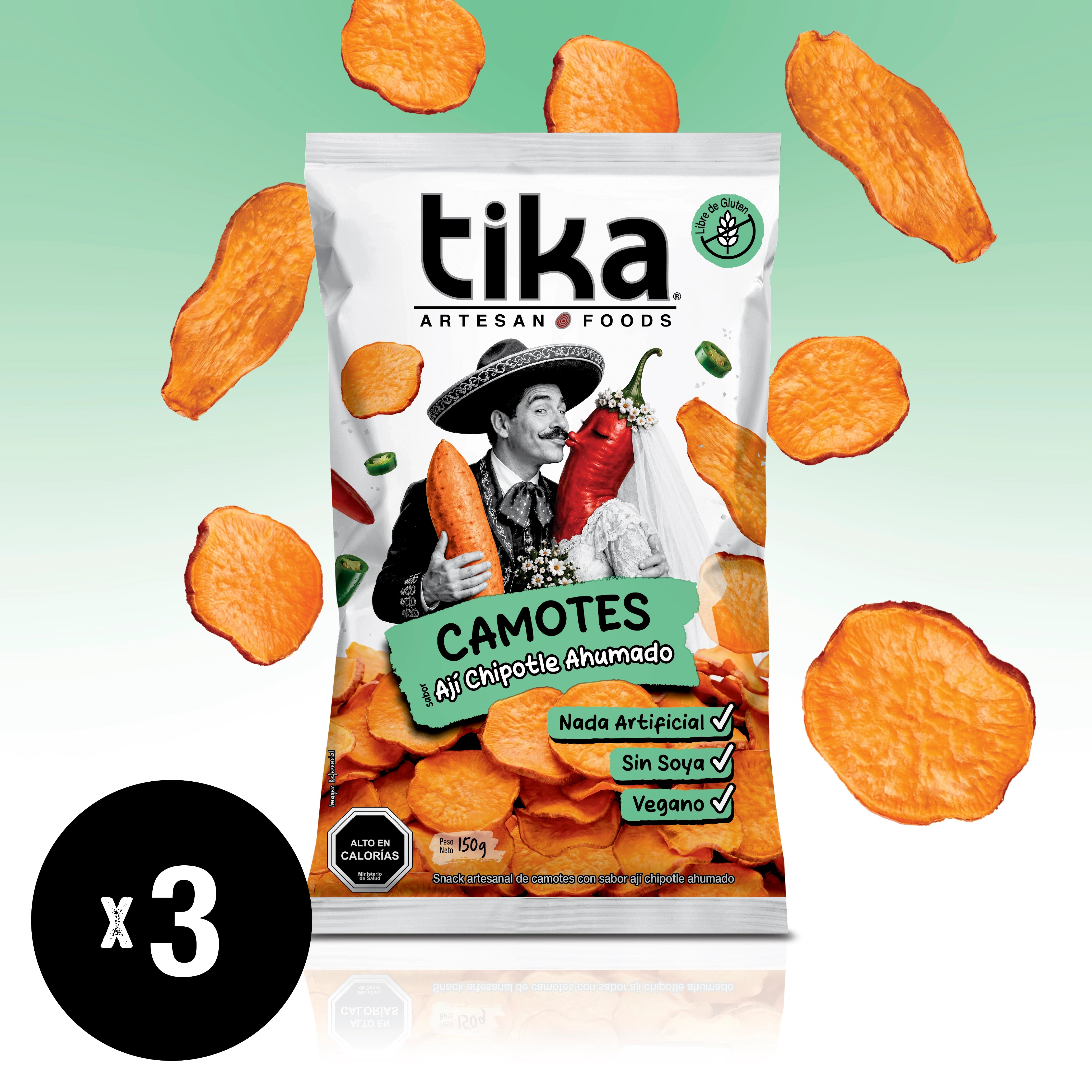 Tika Camotes Ají Chipotle Ahumado 150g x 3 unidades