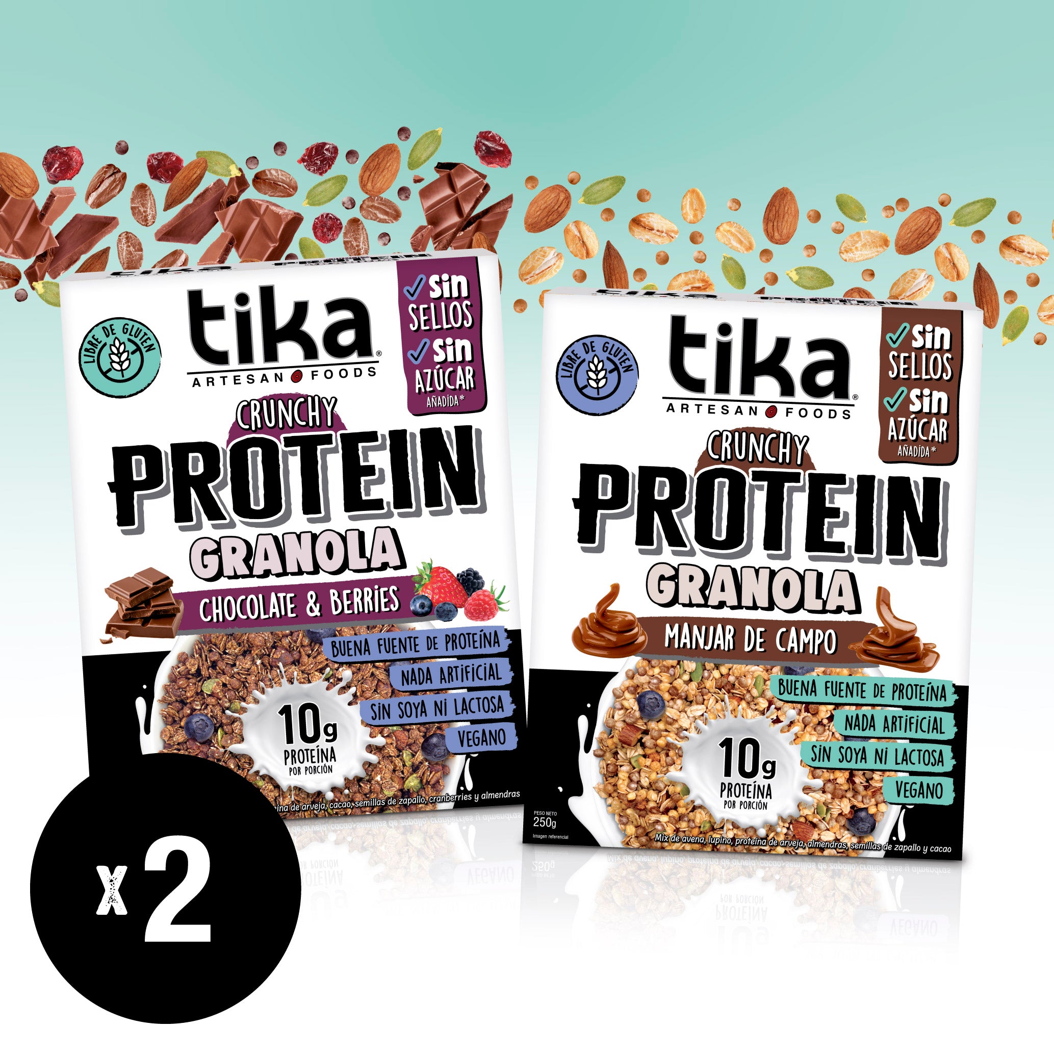 Pack 2 Tika Protein Granola Duo 250g